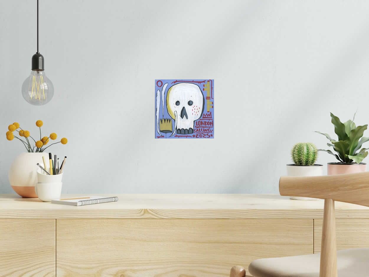 Tableau London Calling de TAREK dans un intérieur – 20 × 20 cm