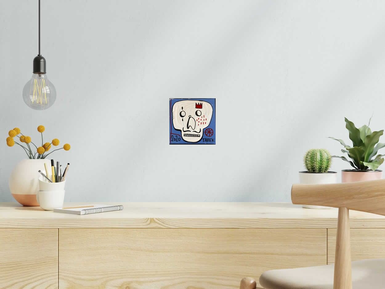 Tableau Mask larme de TAREK dans un intérieur – 15 × 15 cm