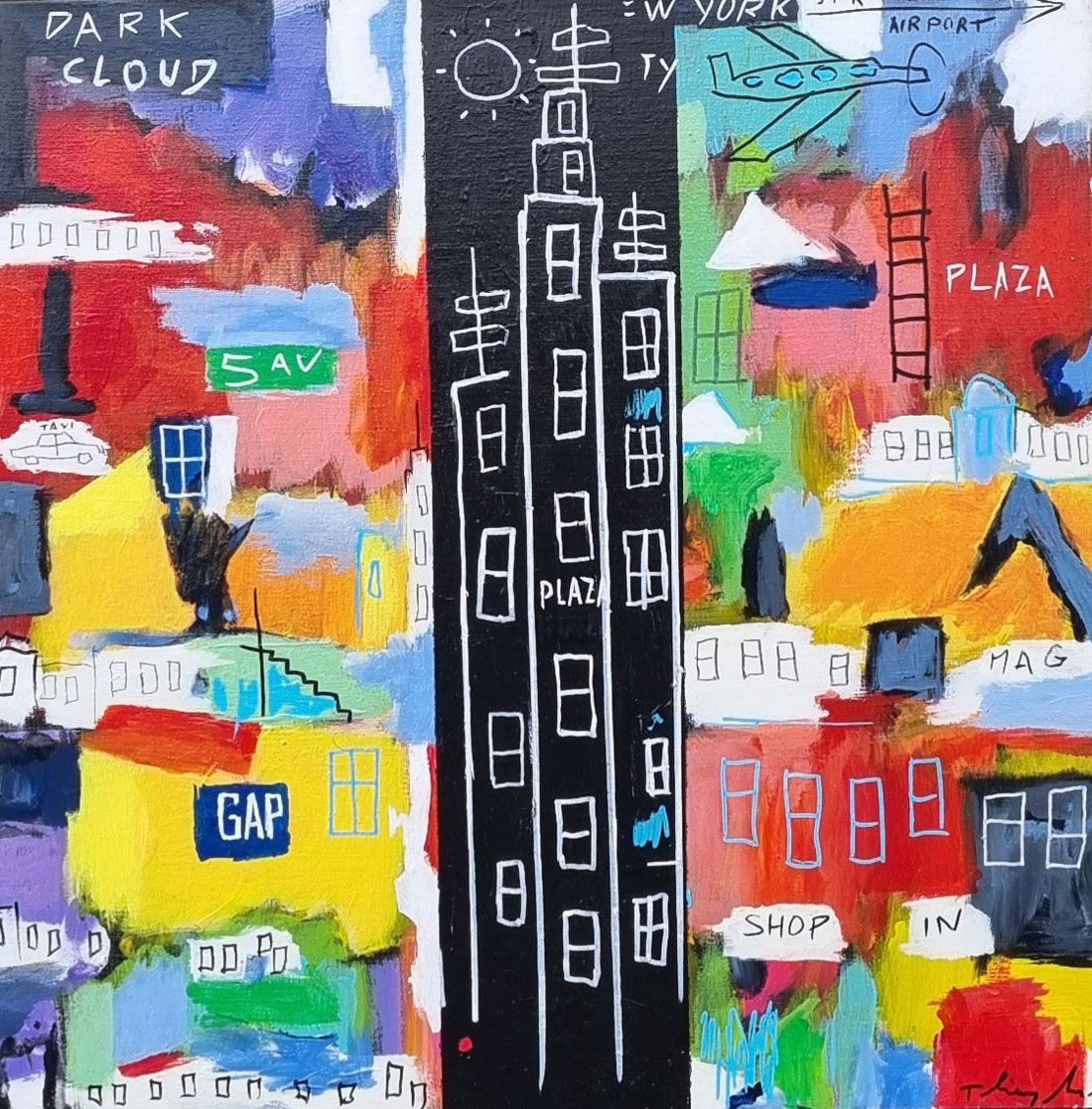 Tableau de THIERRY ROUXEL a pour titre  DARK CLOUD style street art dim : THIERRY ROUXELprix:320