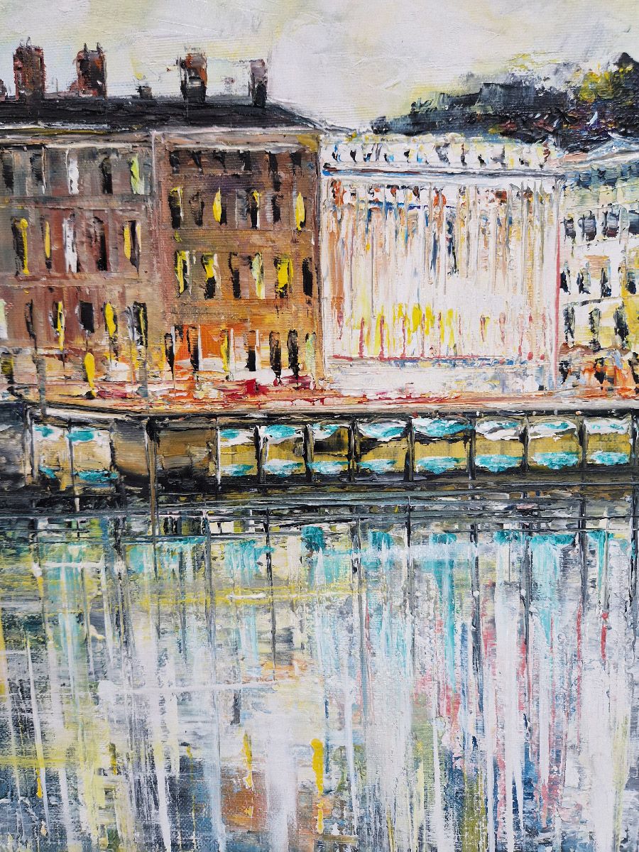 Tableau de PHIL a pour titre  La Saône, Lyon style figuratif dim : PHILprix:700