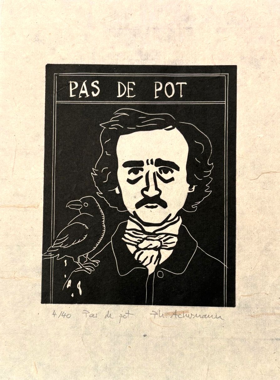 Editions d'art de PHILIPPE ACHERMANN a pour titre  Pas de pot style figuratif, graphique dim : PHILIPPE ACHERMANNprix:40