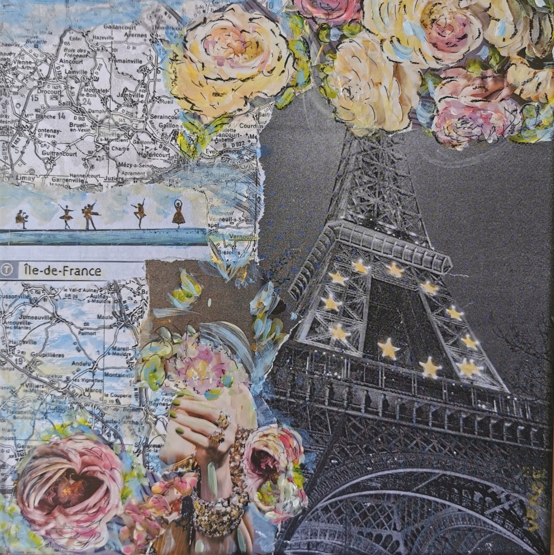 Tableau de VEROE a pour titre  EIFFEL RÉTRO style figuratif dim : VEROEprix:90