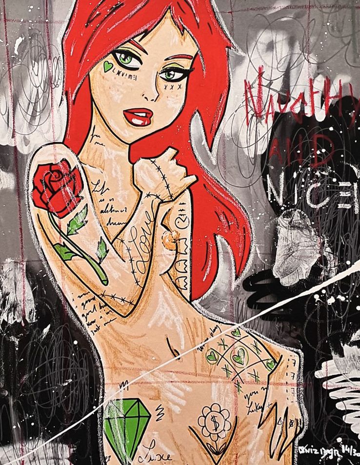 Editions d'art de ONIZBAR a pour titre  NAUGHTY AND NICE style street pop art dim : ONIZBARprix:70