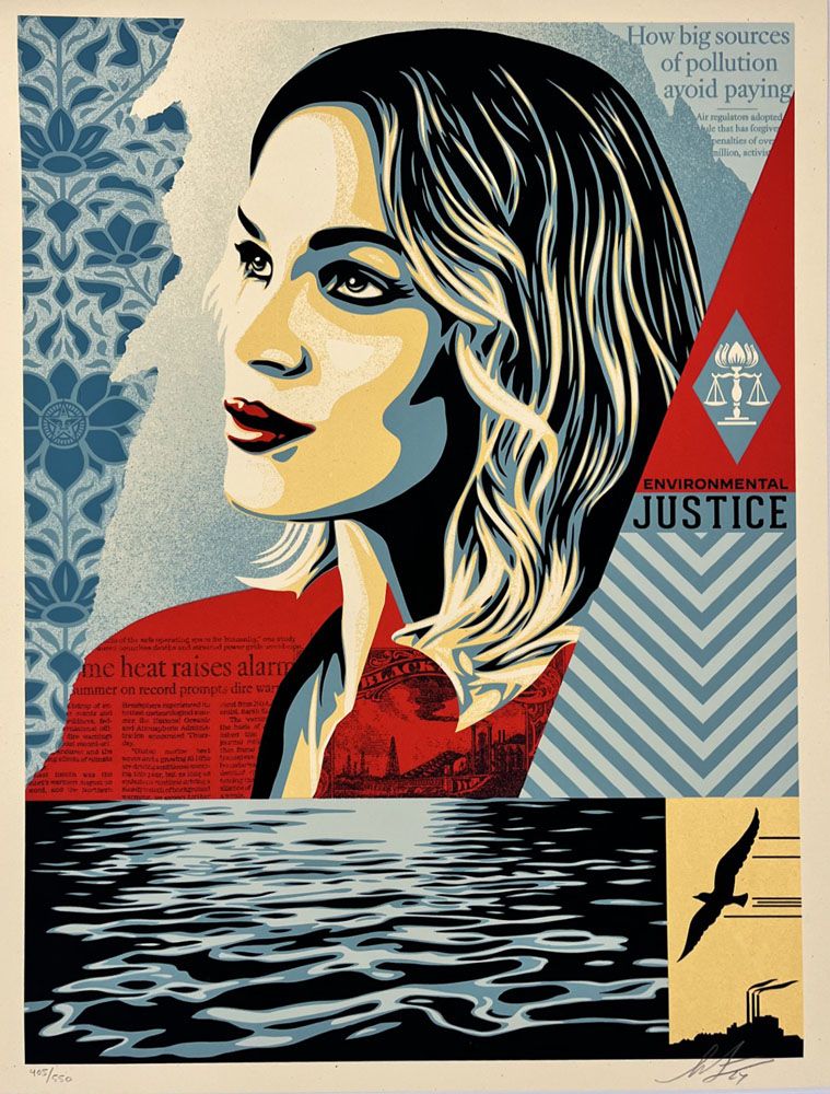 Editions d'art de OBEY : SHEPARD FAIREY  a pour titre  Environmental Justice style street pop art, graphique dim : OBEY : SHEPARD FAIREY prix:350