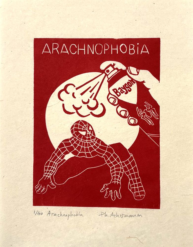 Editions d'art de PHILIPPE ACHERMANN a pour titre  ARACHNOPHOBIA style figuratif, graphique dim : PHILIPPE ACHERMANNprix:40