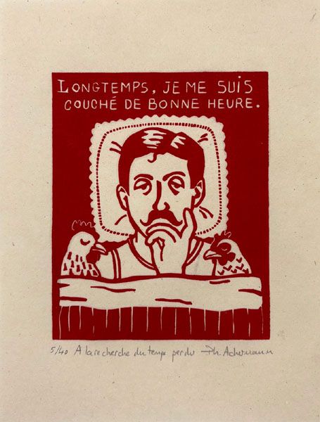 Editions d'art de PHILIPPE ACHERMANN a pour titre  A la recherche... style figuratif, graphique dim : PHILIPPE ACHERMANNprix:40