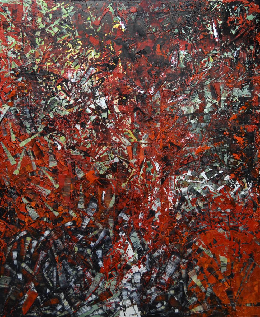 Toile abstraite format xxl Peinture 02-2025-15 – ALAIN BECANNE – 100 × 120 cm