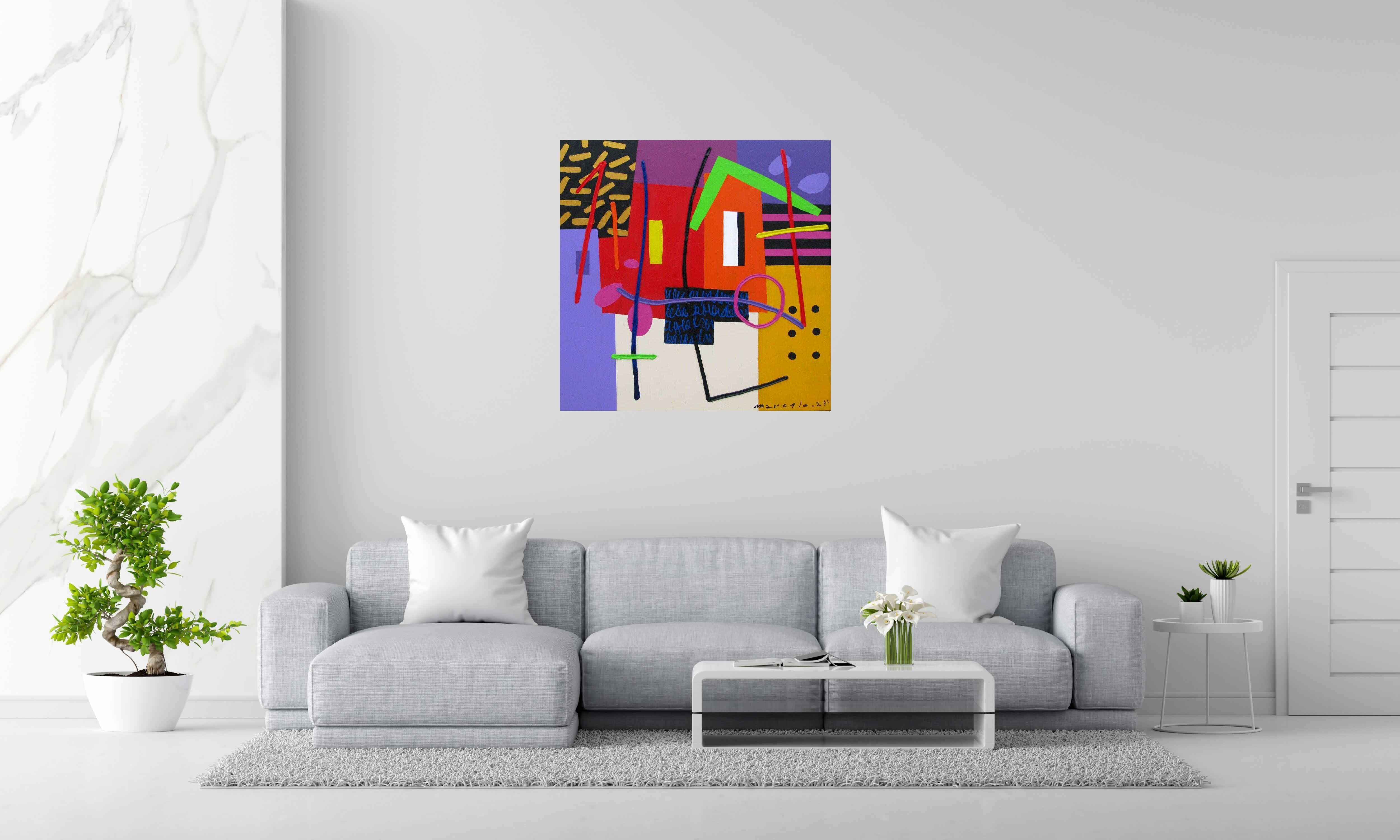 Toile Variacion 9 de MARCELLO CID SAINT JEAN dans un intérieur – 100 × 100 cm