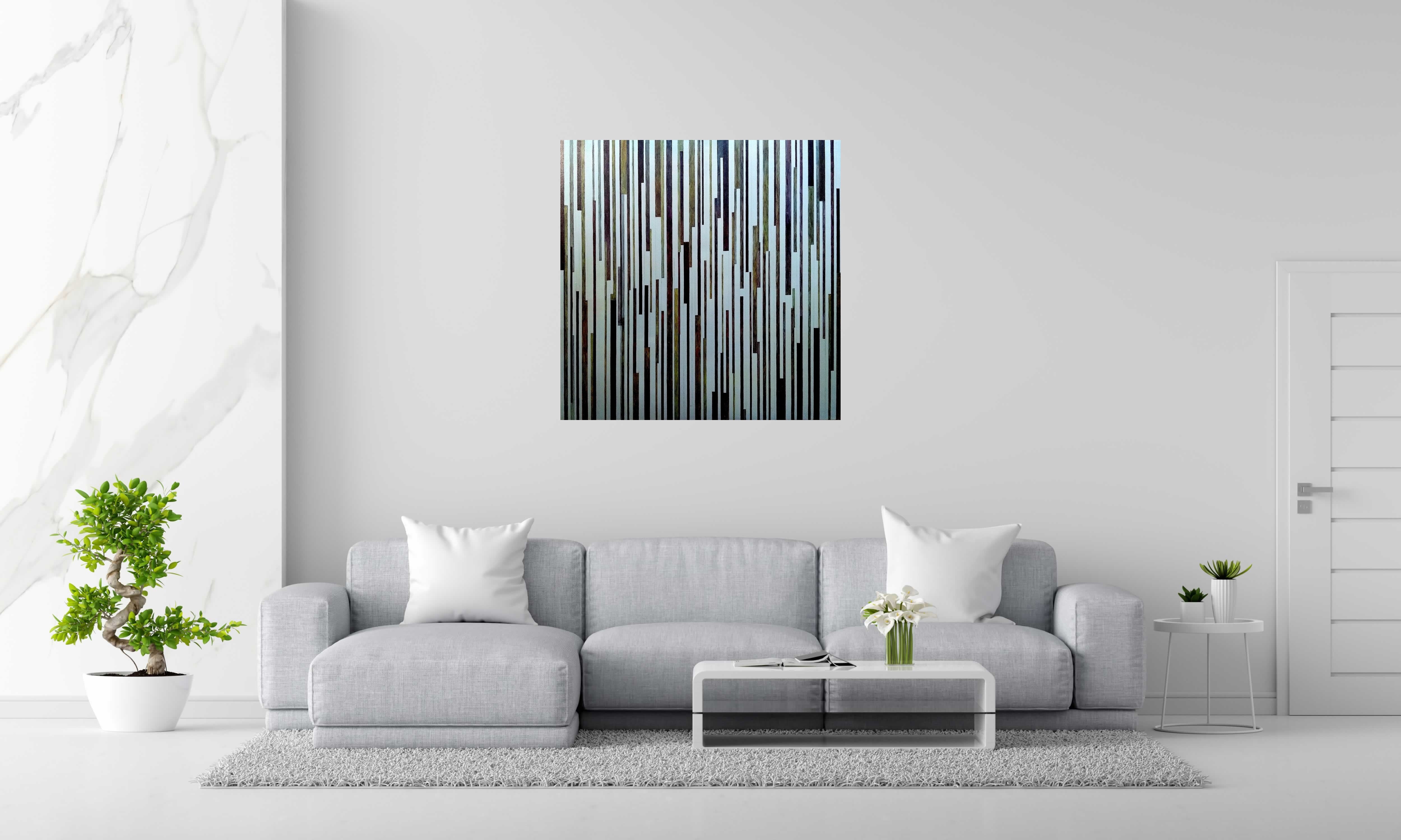 Toile Peinture abstraite : Slide de NASH dans un intérieur – 100 × 100 cm