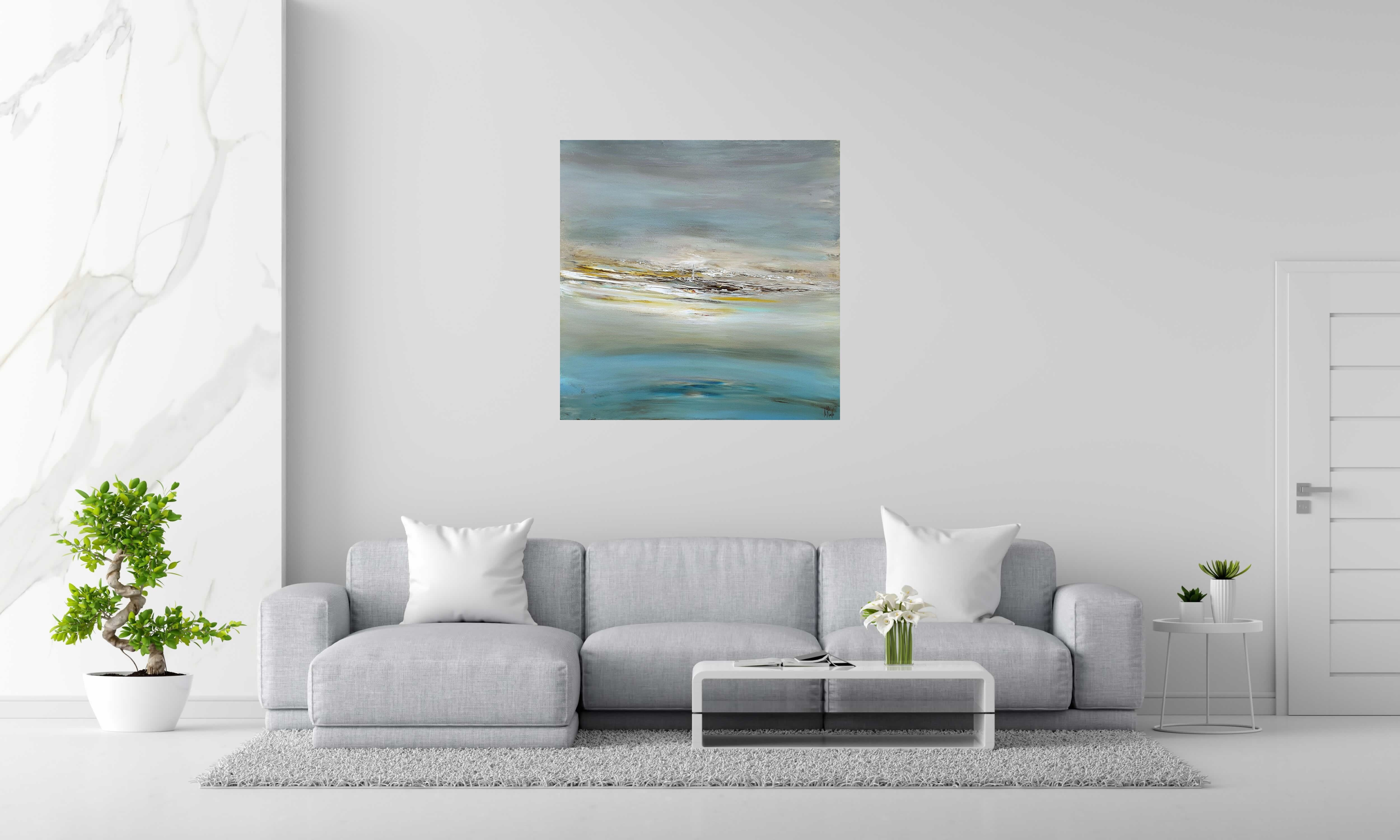 Toile VOYAGEUR de RUELLE NICOLAS dans un intérieur – 100 × 100 cm