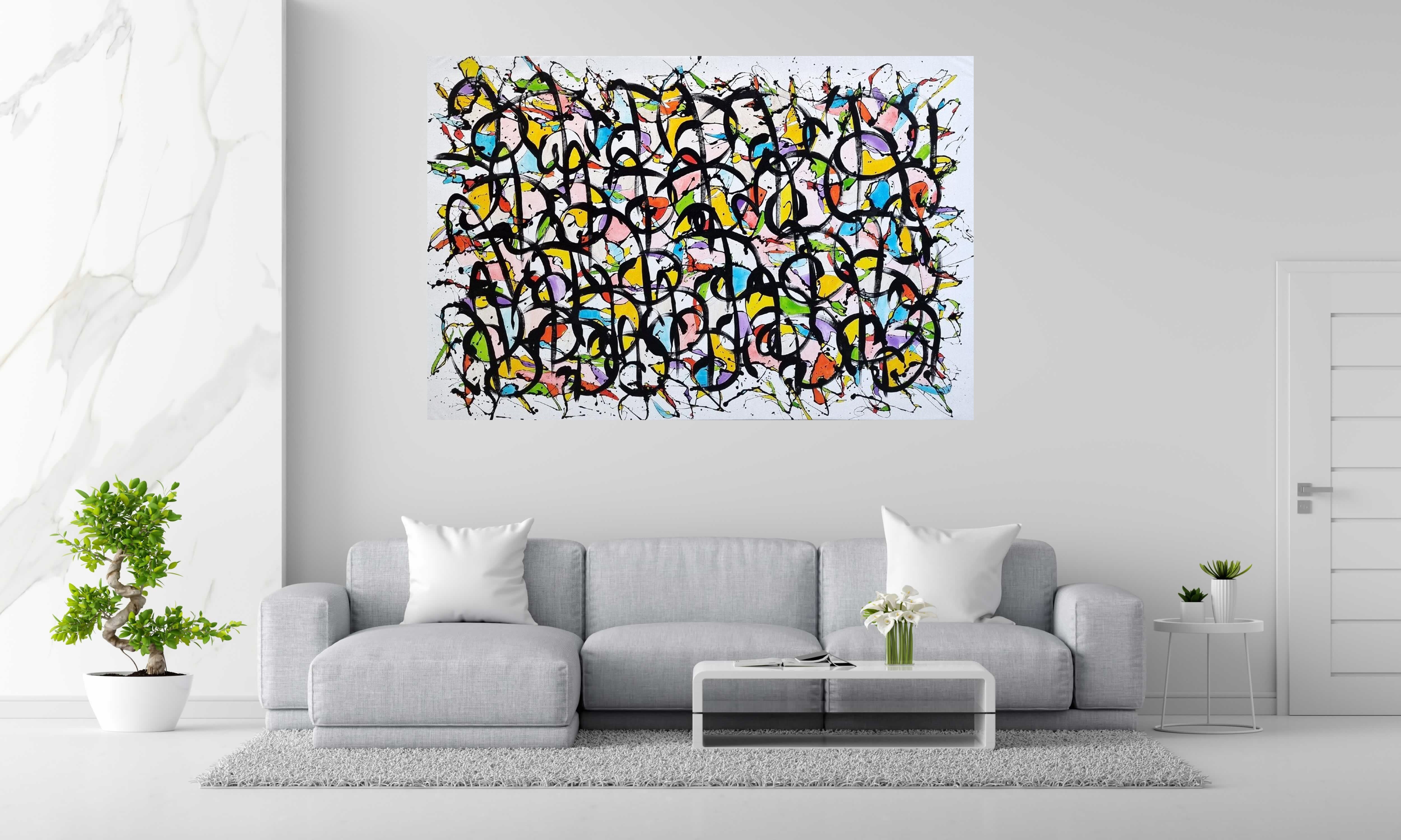 Toile NONAME D71 de STEPHANE RIME dans un intérieur – 195 × 130 cm