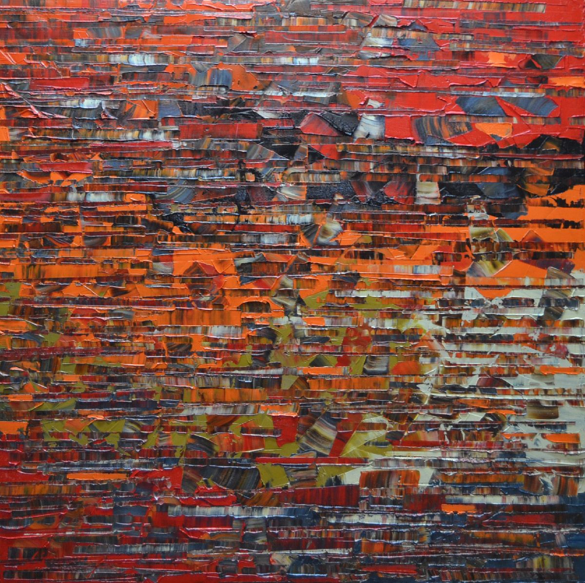 Toile abstraite grand format Peinture 09-2025-48 – ALAIN BECANNE – 100 × 100 cm