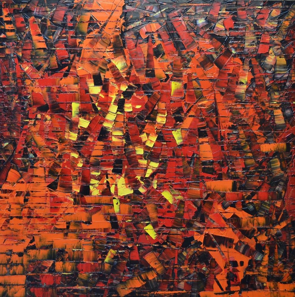 Toile abstraite grand format Peinture abstraite 03-2025-22 – ALAIN BECANNE – 100 × 100 cm