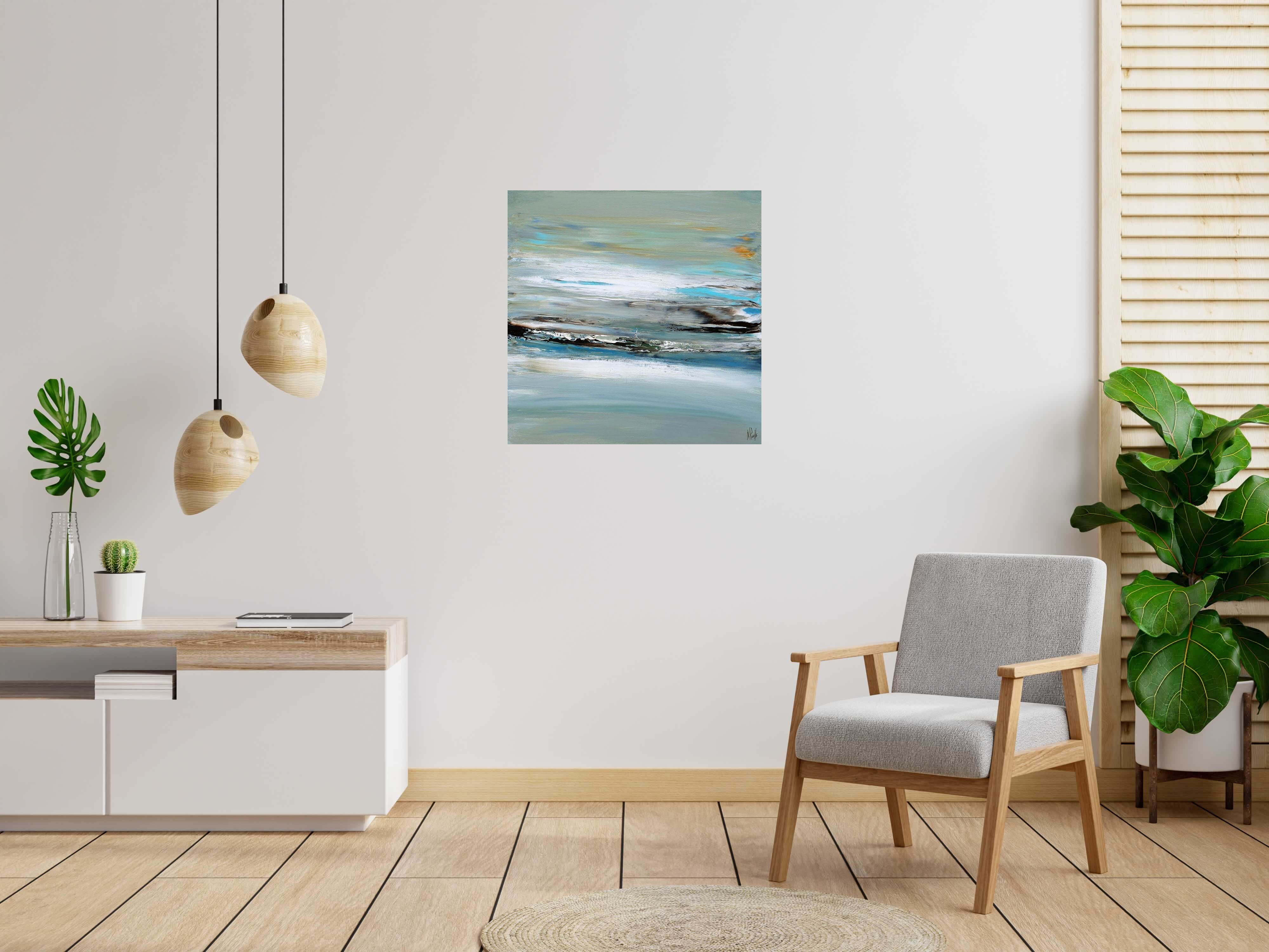 Toile ESCAPE de RUELLE NICOLAS dans un intérieur – 80 × 80 cm