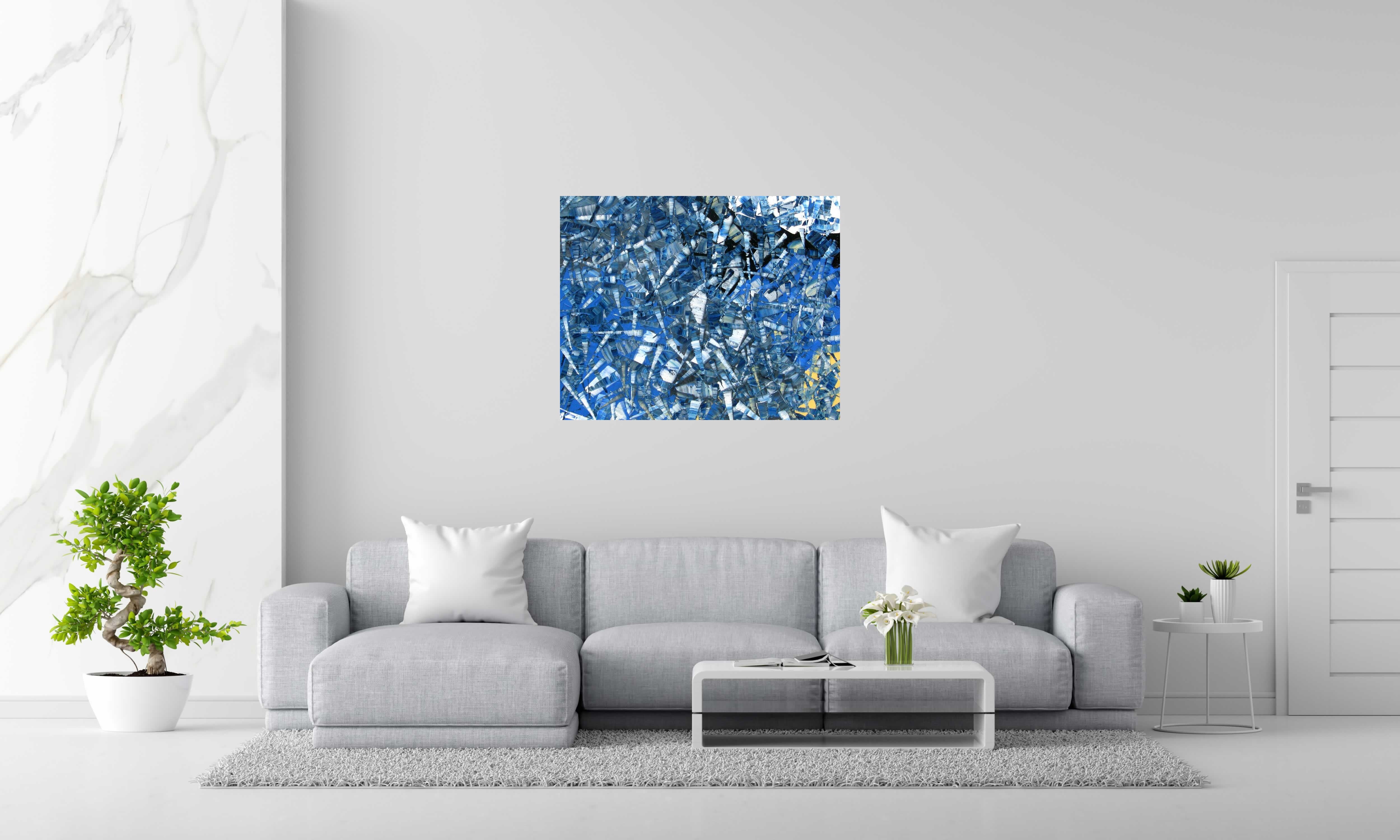 Toile Peinture abstraite 08-2025-42 de ALAIN BECANNE dans un intérieur – 100 × 80 cm