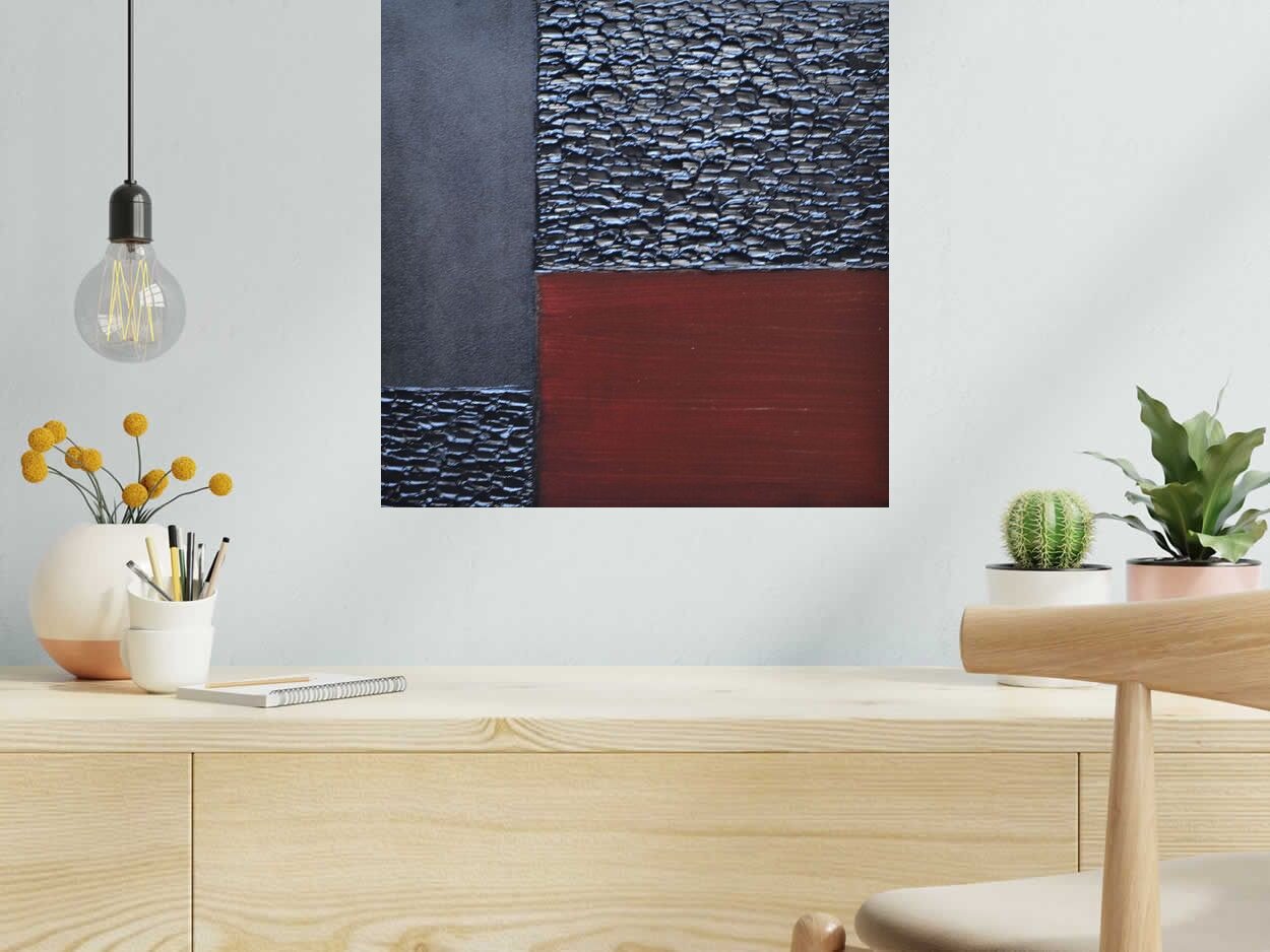 Toile Peinture 12-2025-52 de ALAIN BECANNE dans un intérieur – 50 × 50 cm