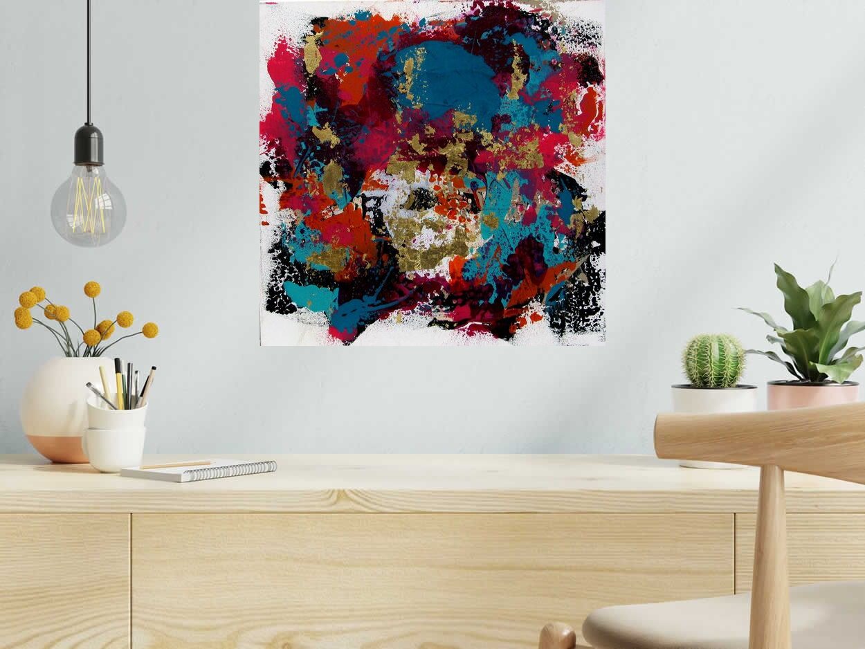 Toile MURMURES INCANDESCENTS 2 de CELINE WEBER dans un intérieur – 50 × 50 cm
