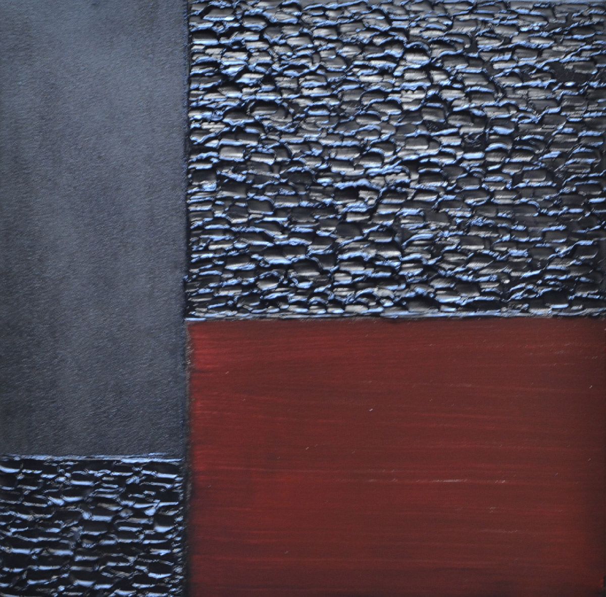 Toile abstraite moyen format noir et rouge Peinture 12-2025-52 – ALAIN BECANNE – 50 × 50 cm