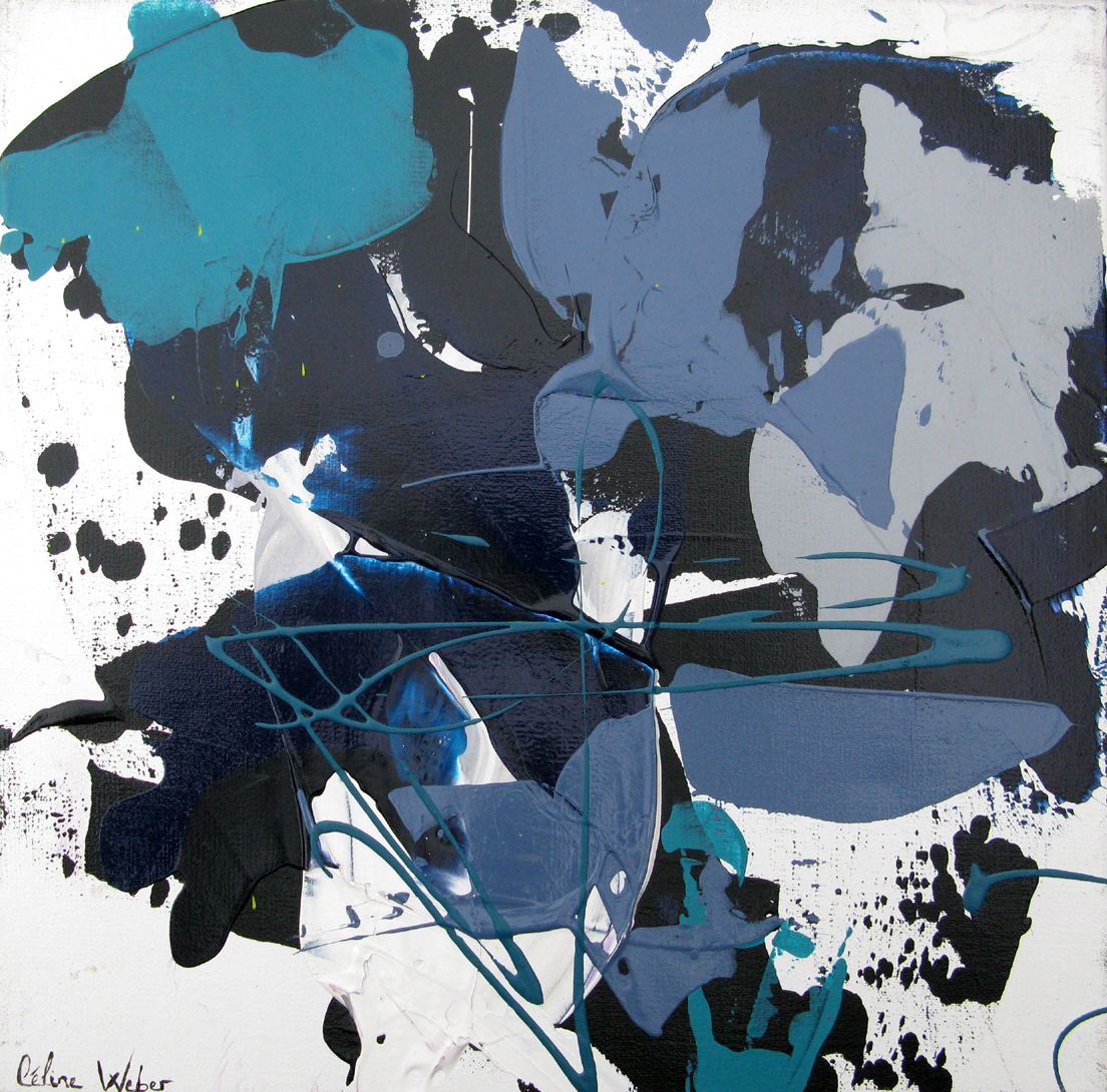 Toile abstraite petit format bleu THE DEEP - 1 – CELINE WEBER – 30 × 30 cm