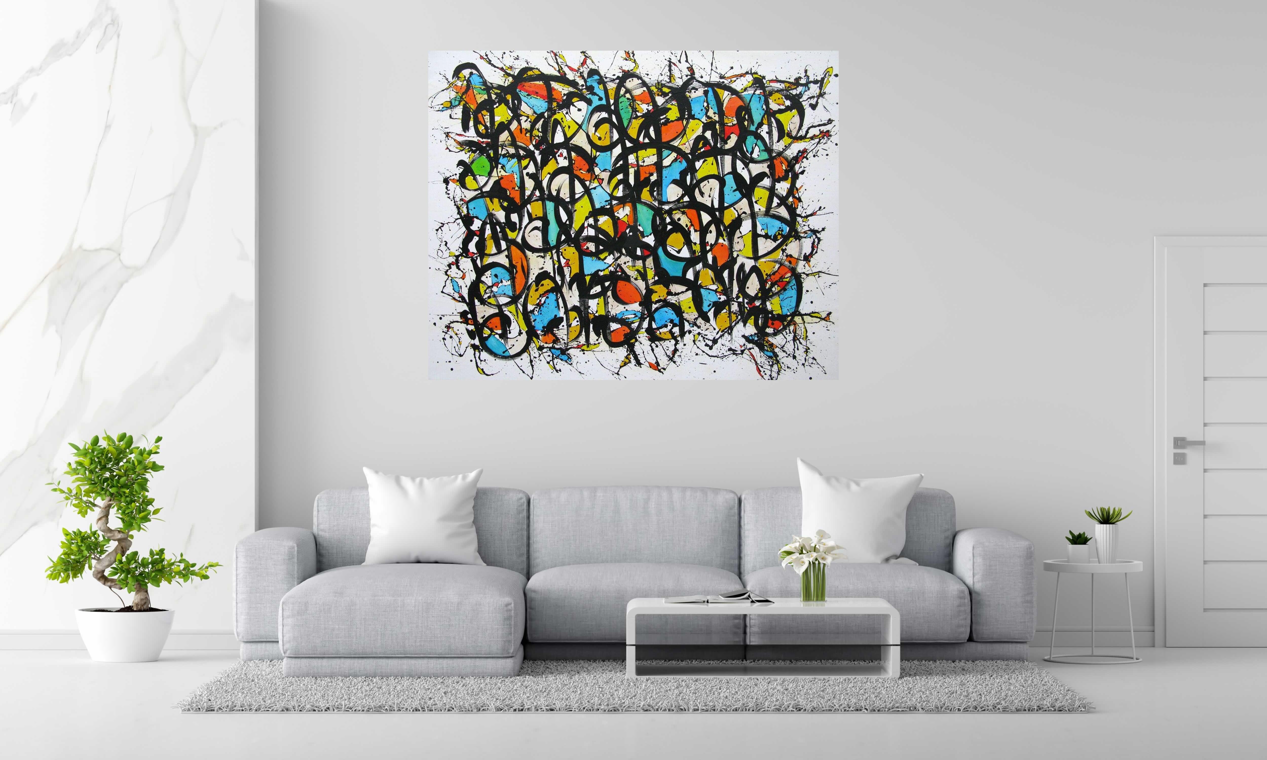 Toile NONAME D64 de STEPHANE RIME dans un intérieur – 162 × 130 cm