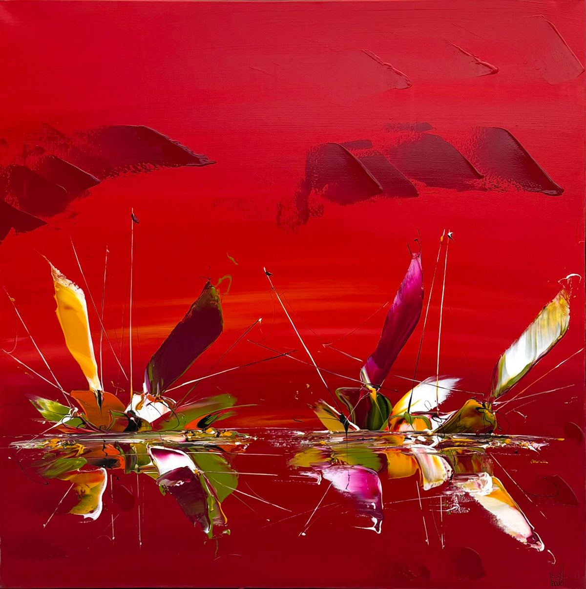 Toile acrylique de F. Boutet, MARINE H, 120 x 120 cm, très grand format