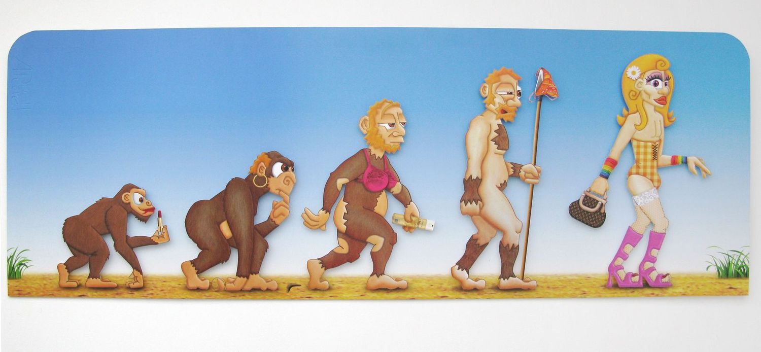 Toile figurative format xxl violet Evolution – L'ARTISTE PITRE – 140 × 50 cm