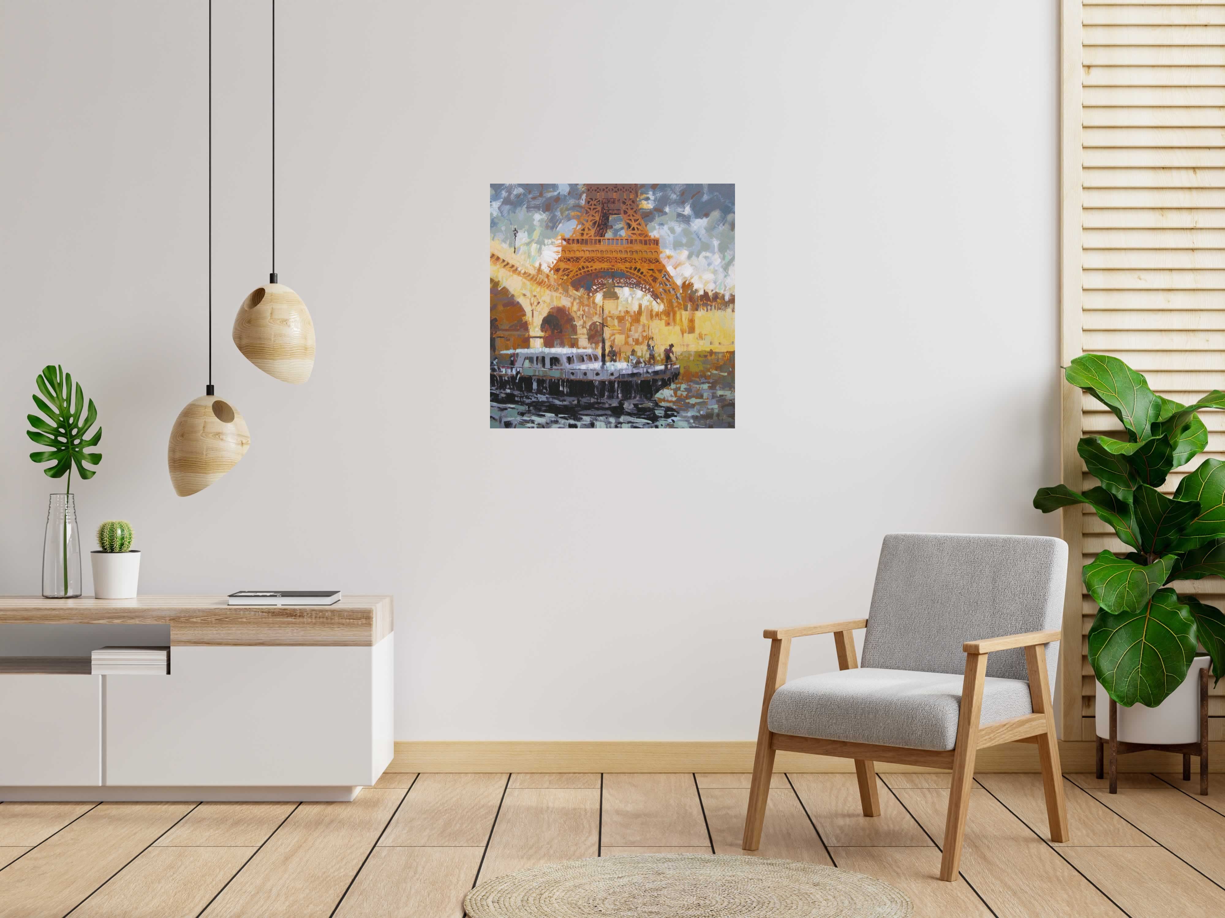 Toile Eiffel-Seine de HEATON RUDYARD dans un intérieur – 80 × 80 cm