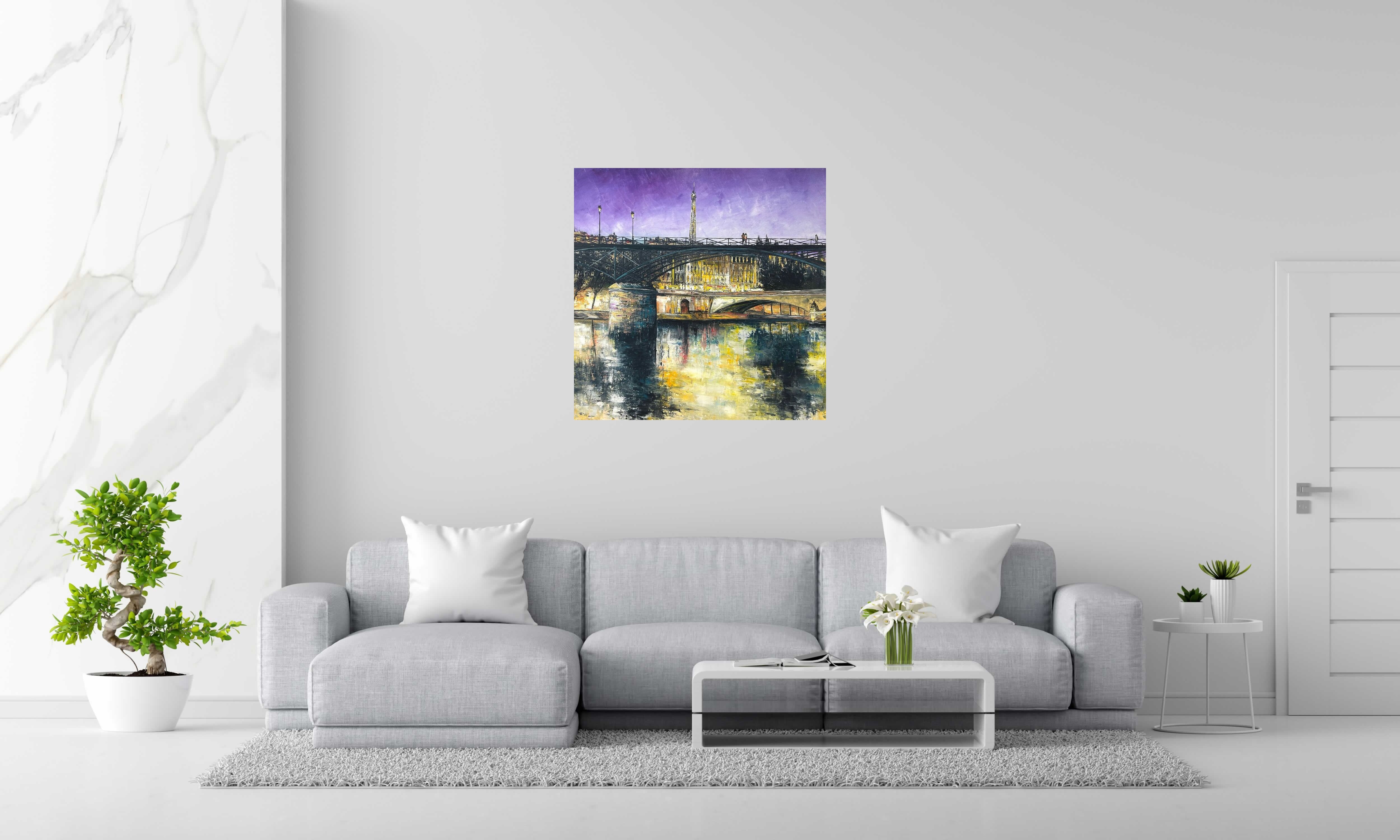 Toile La Seine, Paris de PHIL dans un intérieur – 90 × 90 cm