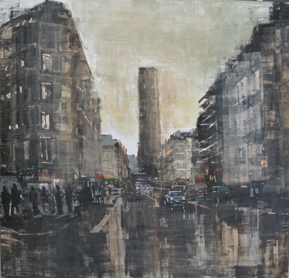 Toile figurative grande taille Rue de Rennes – ADRIEN FAVEAU – 120 × 120 cm