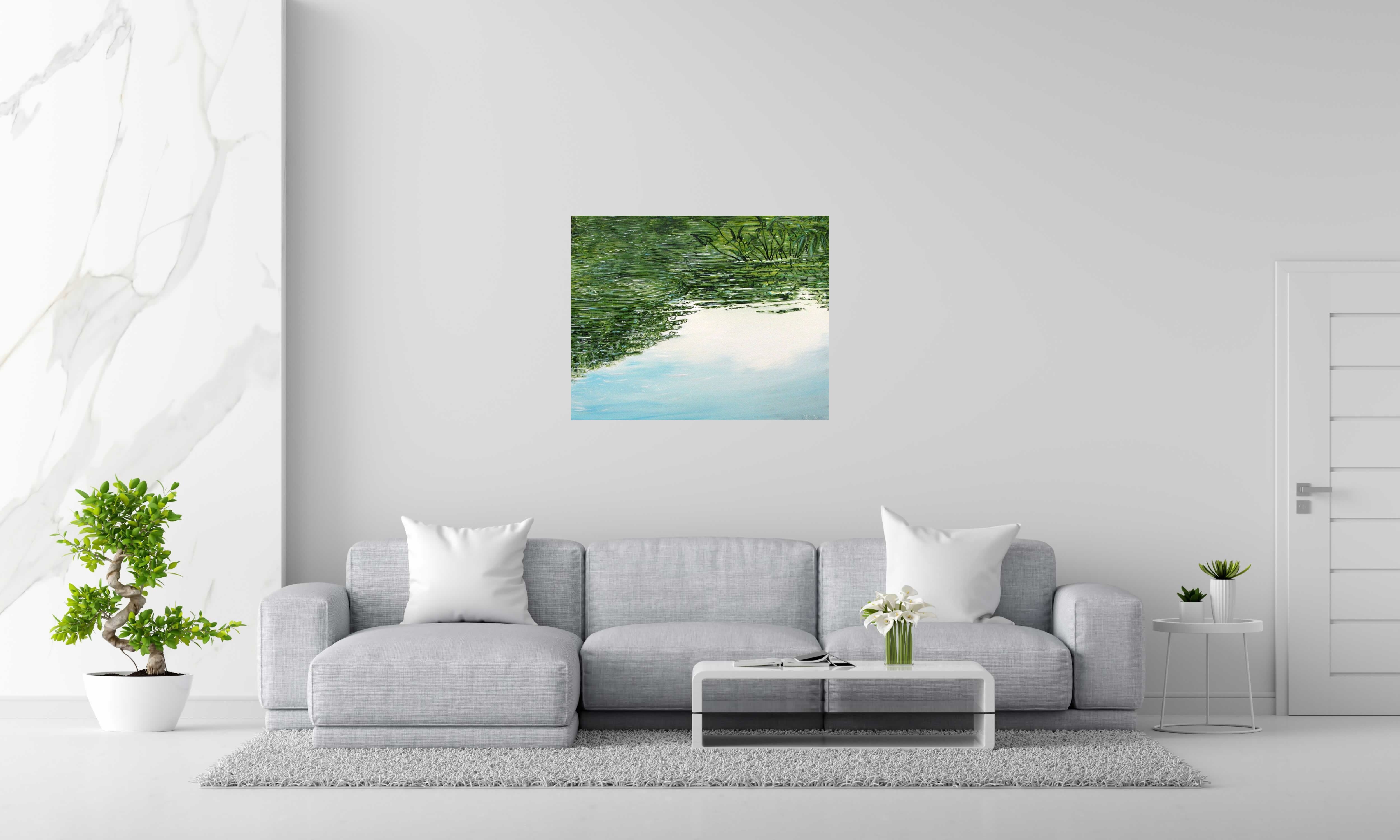 Toile TROPIQUES de ELISE BARAT dans un intérieur – 73 × 92 cm