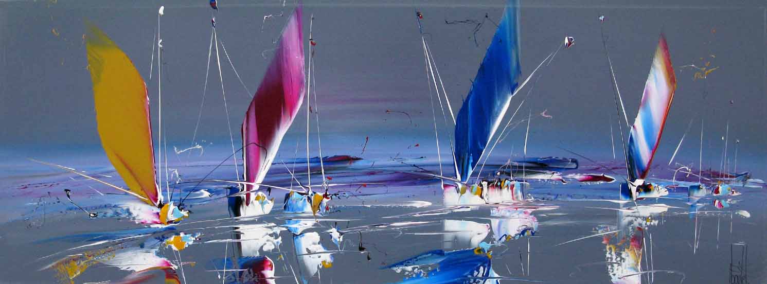 Toile figurative grande taille Marine abstraite 2023-41 – F. BOUTET – 120 × 40 cm