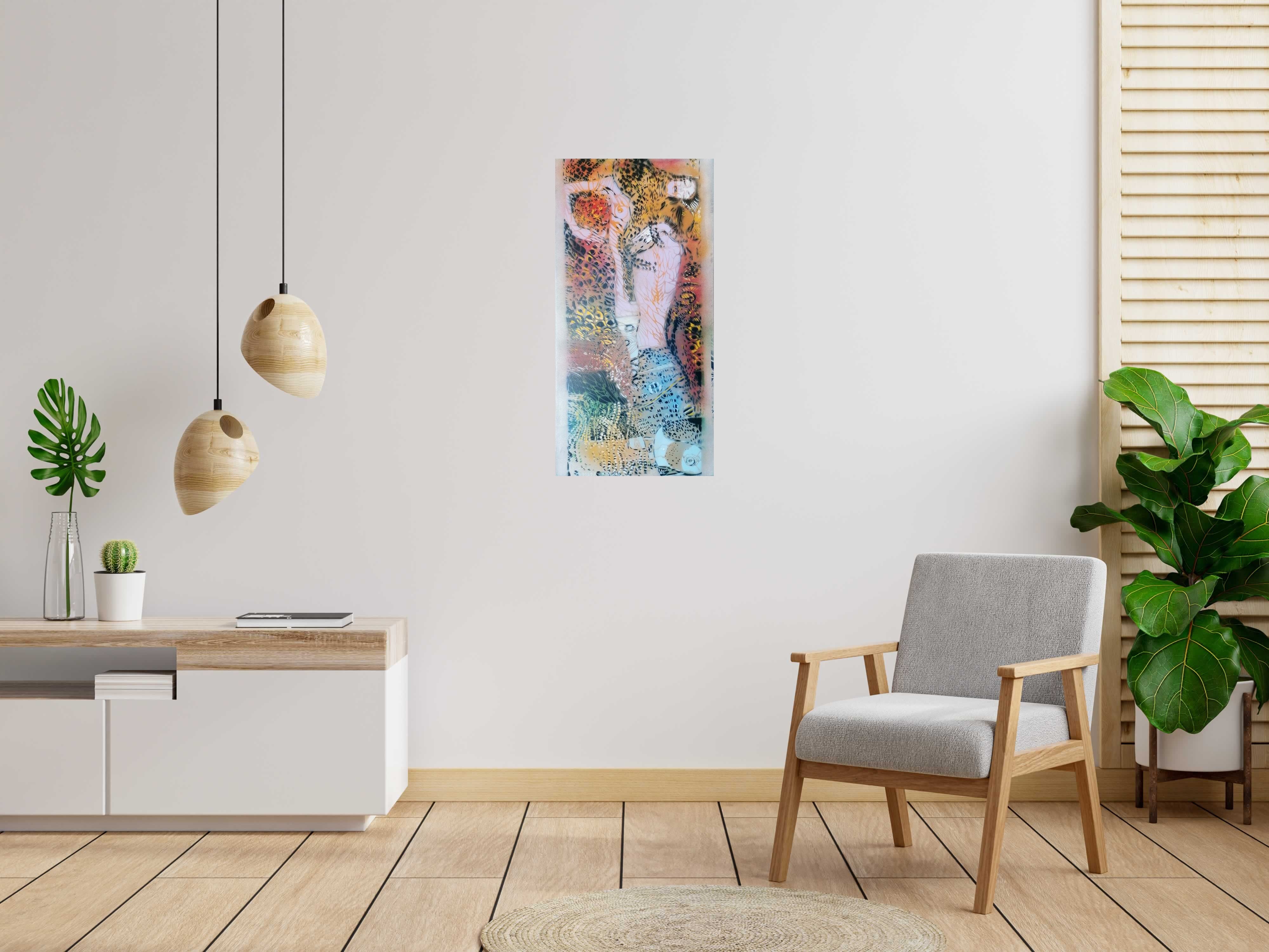 Toile DIE WASSER SCHLANGE de ARTISTE OUVRIER dans un intérieur – 50 × 100 cm