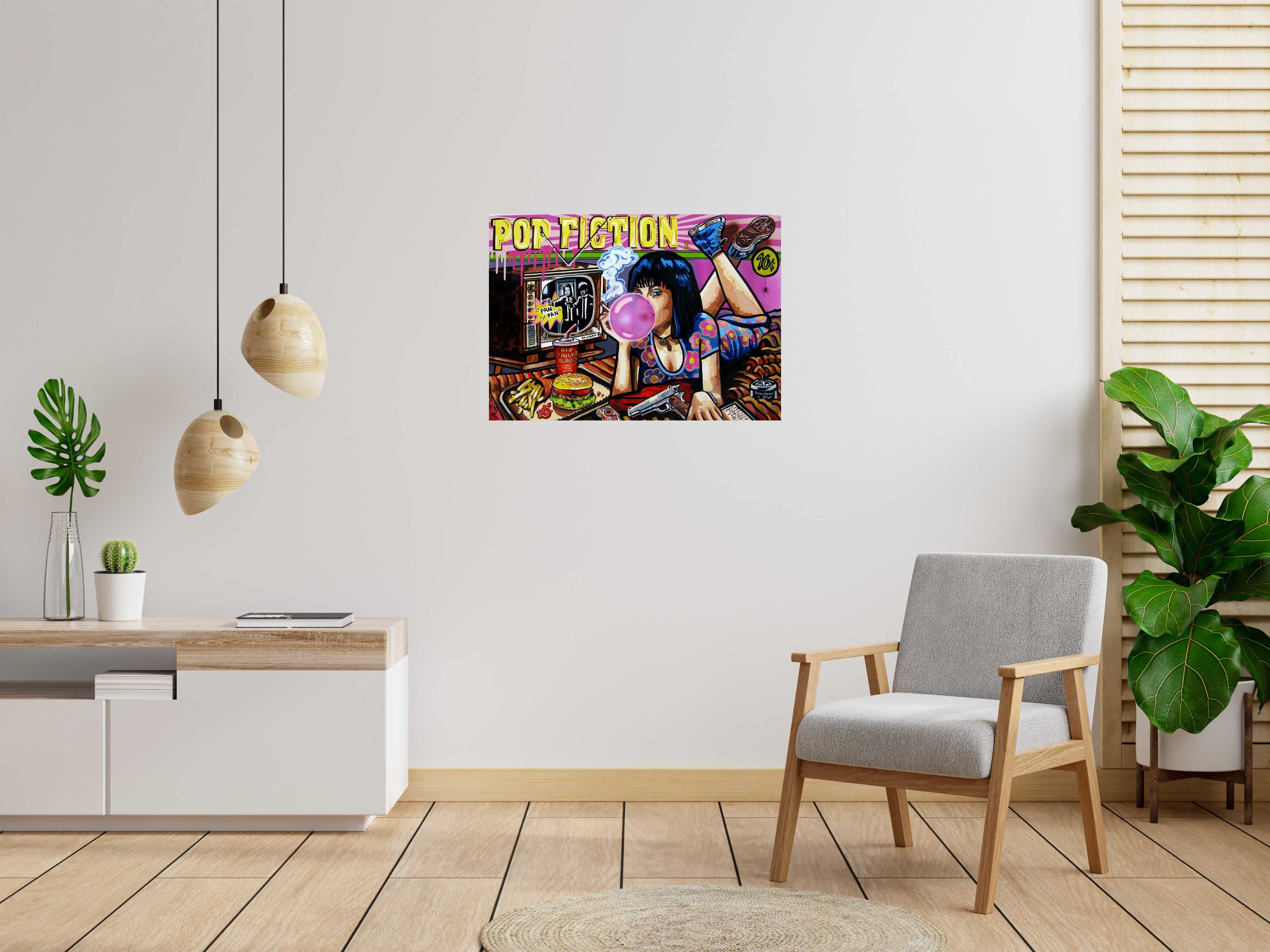 Toile Pop fiction de Docteur Cobain dans un intérieur – 65 × 92 cm