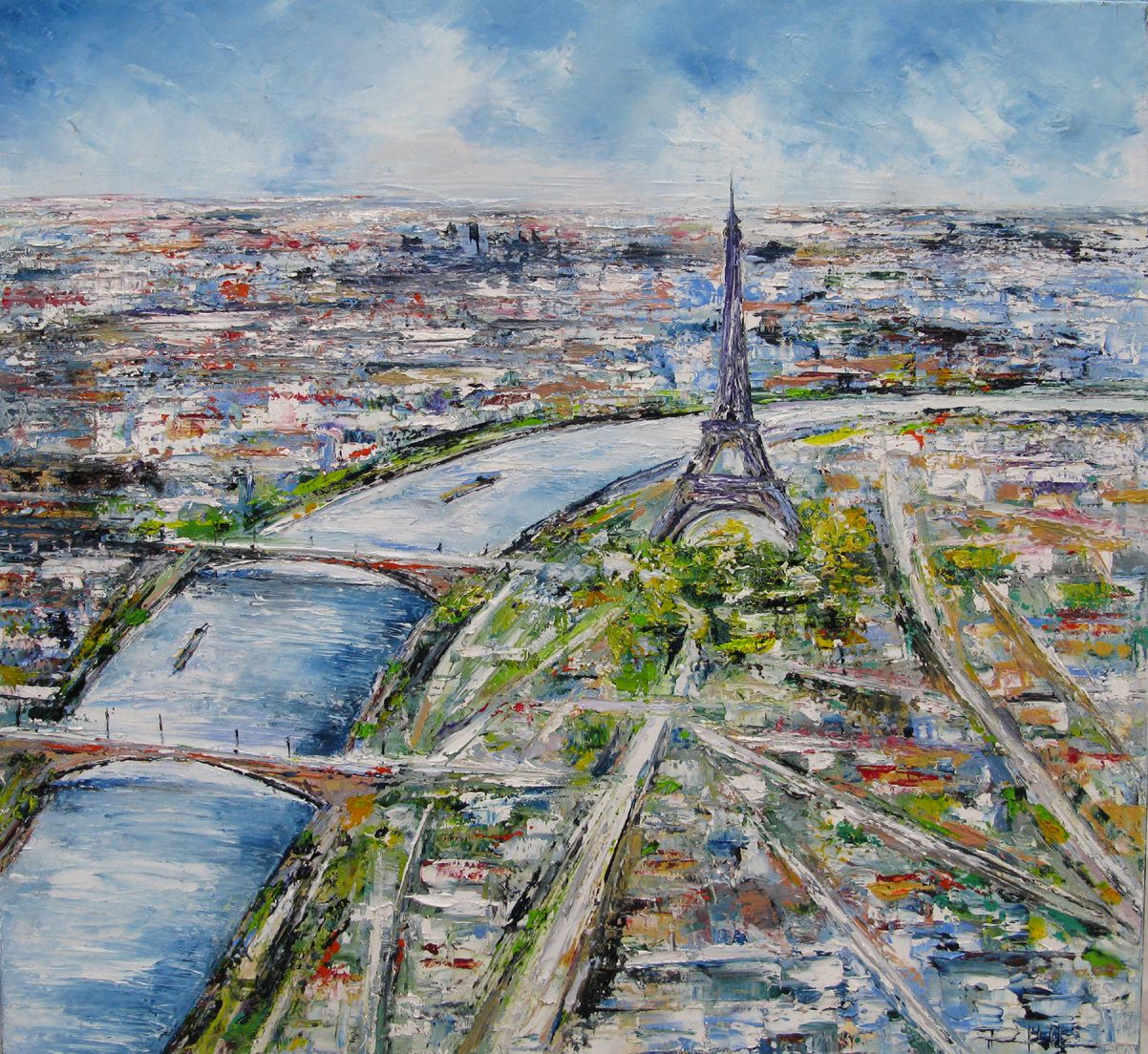 Toile figurative moyen format mauve Paris – PHIL – 50 × 50 cm