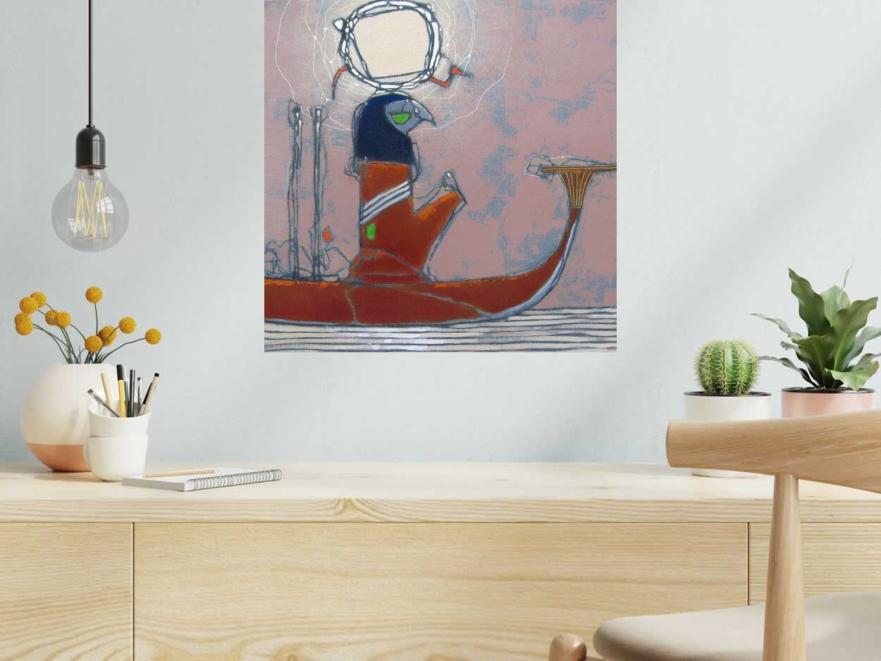 Toile Sunkeeper de OLIVIER MASSEBEUF dans un intérieur – 50 × 50 cm