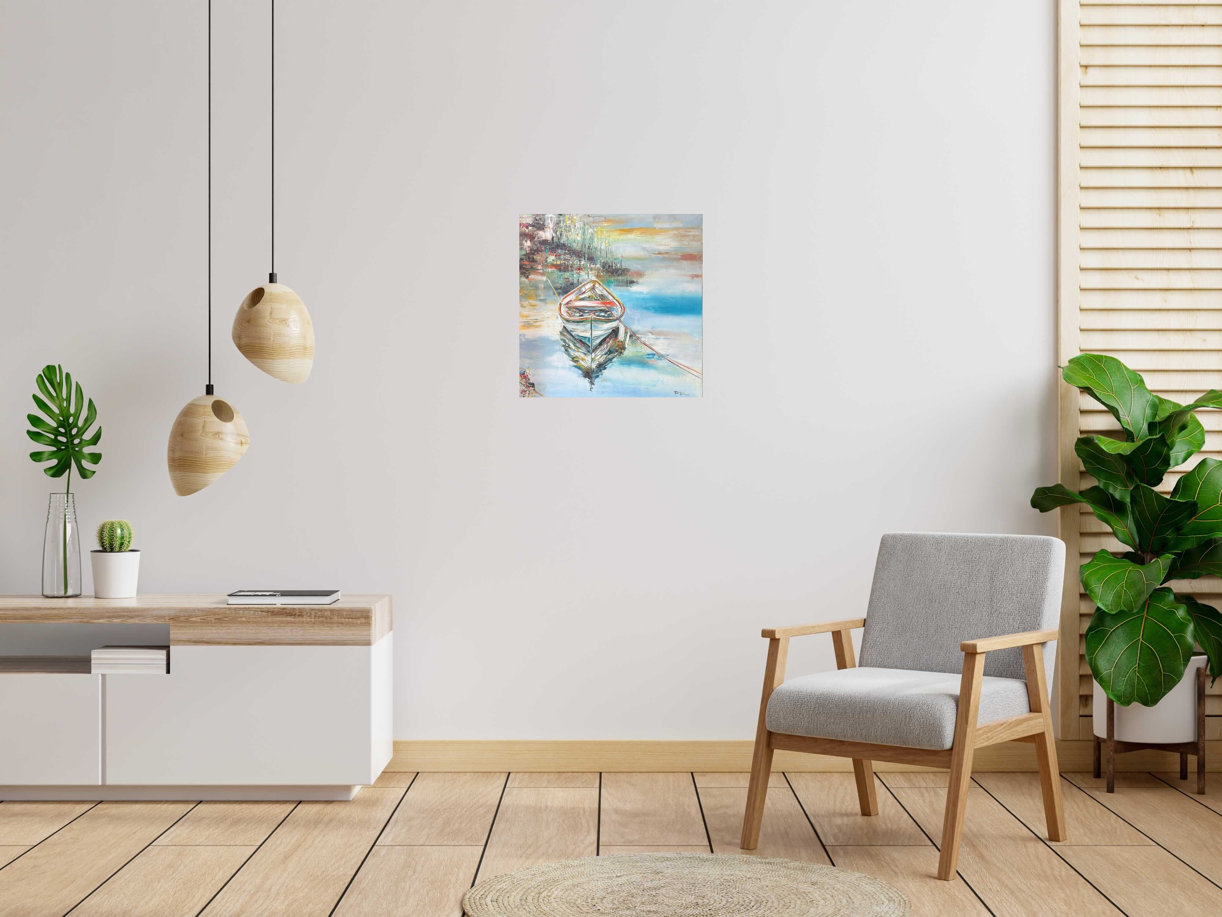 Toile L'étang de PHIL dans un intérieur – 60 × 60 cm