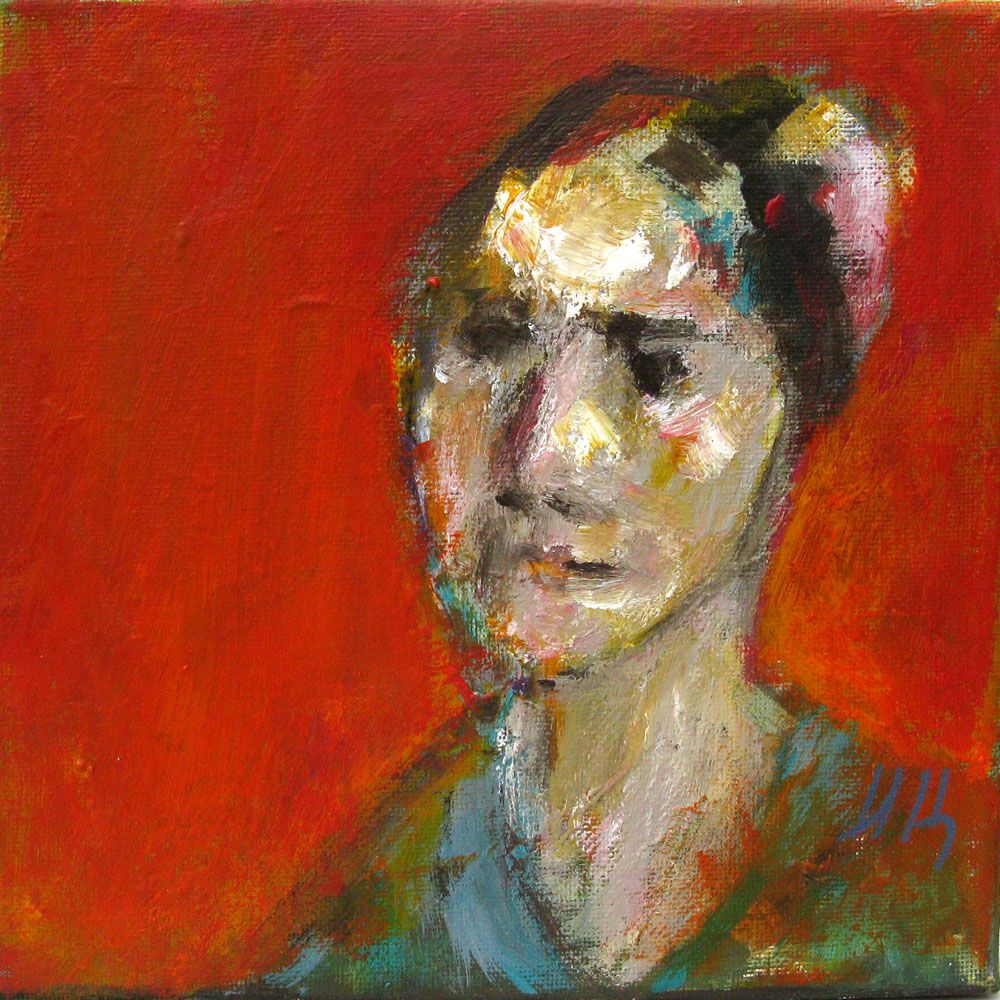 Toile figurative petit format Tête - 7 – IVAN TZONEV – 20 × 20 cm