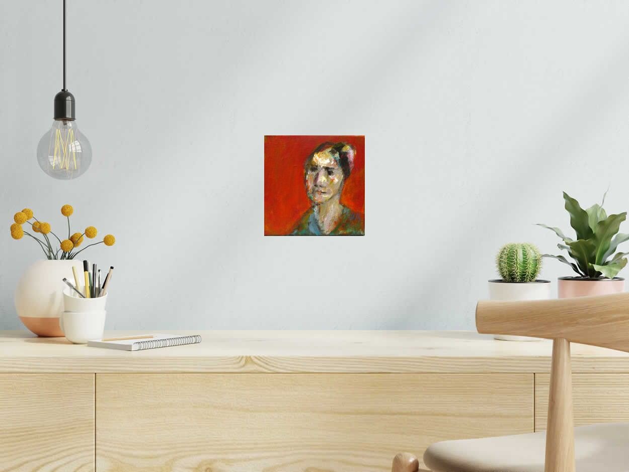 Toile Tête - 7 de IVAN TZONEV dans un intérieur – 20 × 20 cm