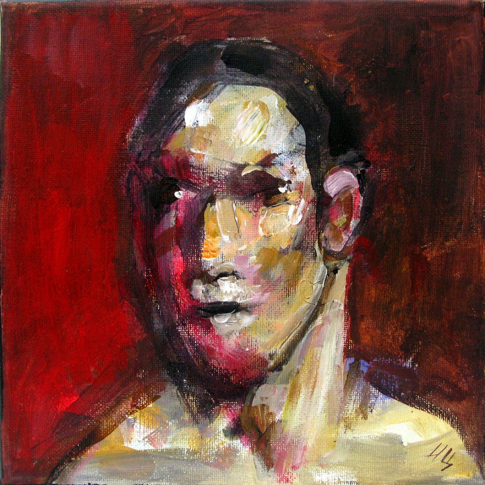 Toile figurative petit format Tête - C – IVAN TZONEV – 20 × 20 cm