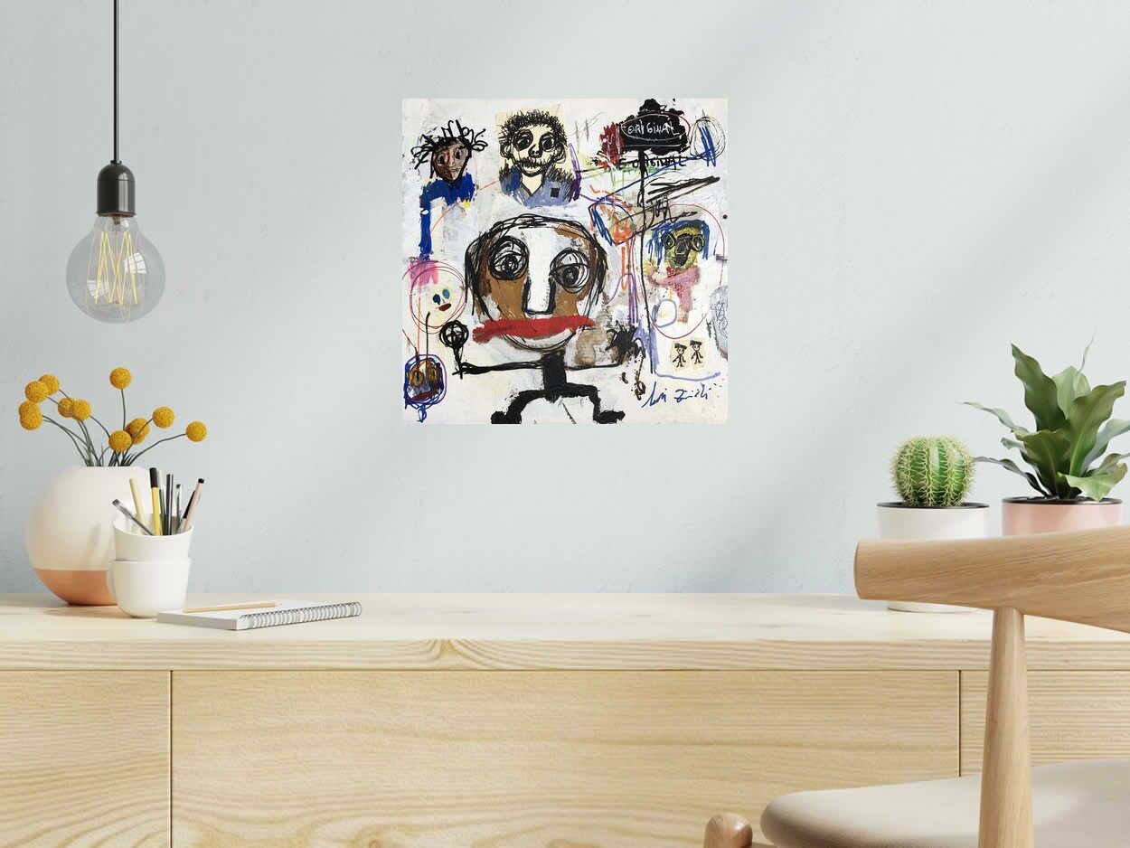 Toile original de LARBI ZAIDI dans un intérieur – 36 × 36 cm