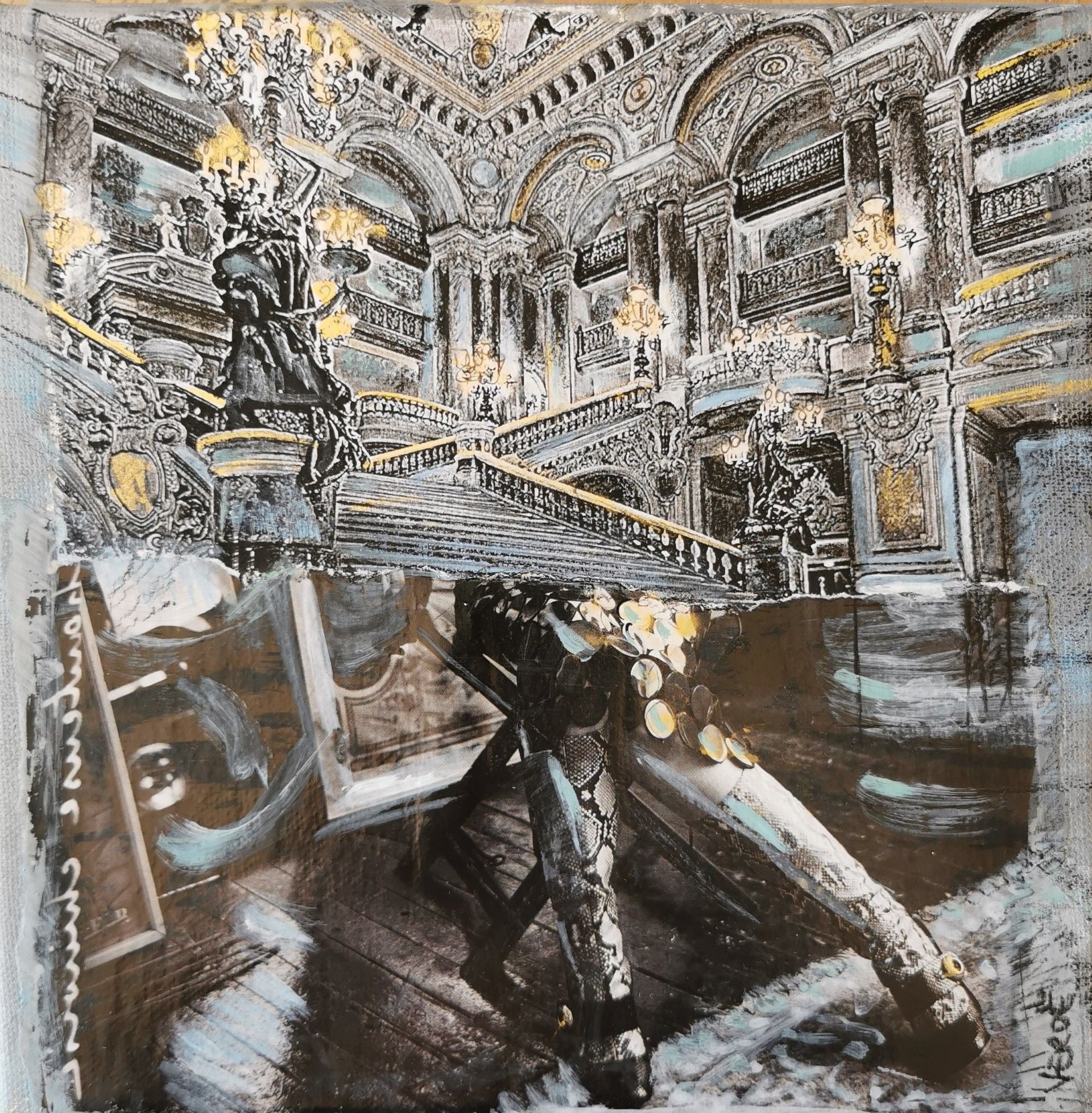 Toile figurative petit format STANDING OPÉRA – VEROE – 20 × 20 cm