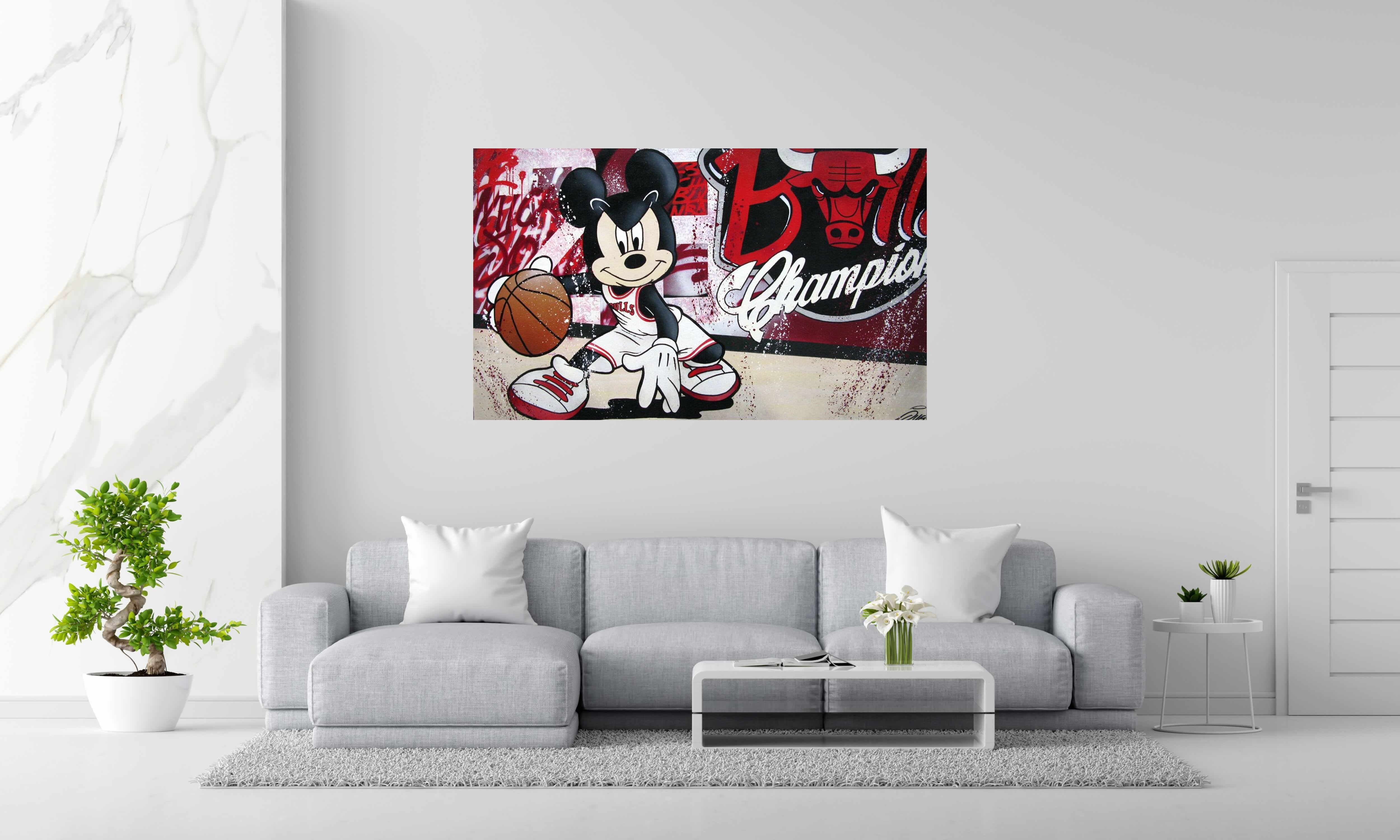Toile MICKEY BULLS de JUG dans un intérieur – 162 × 97 cm