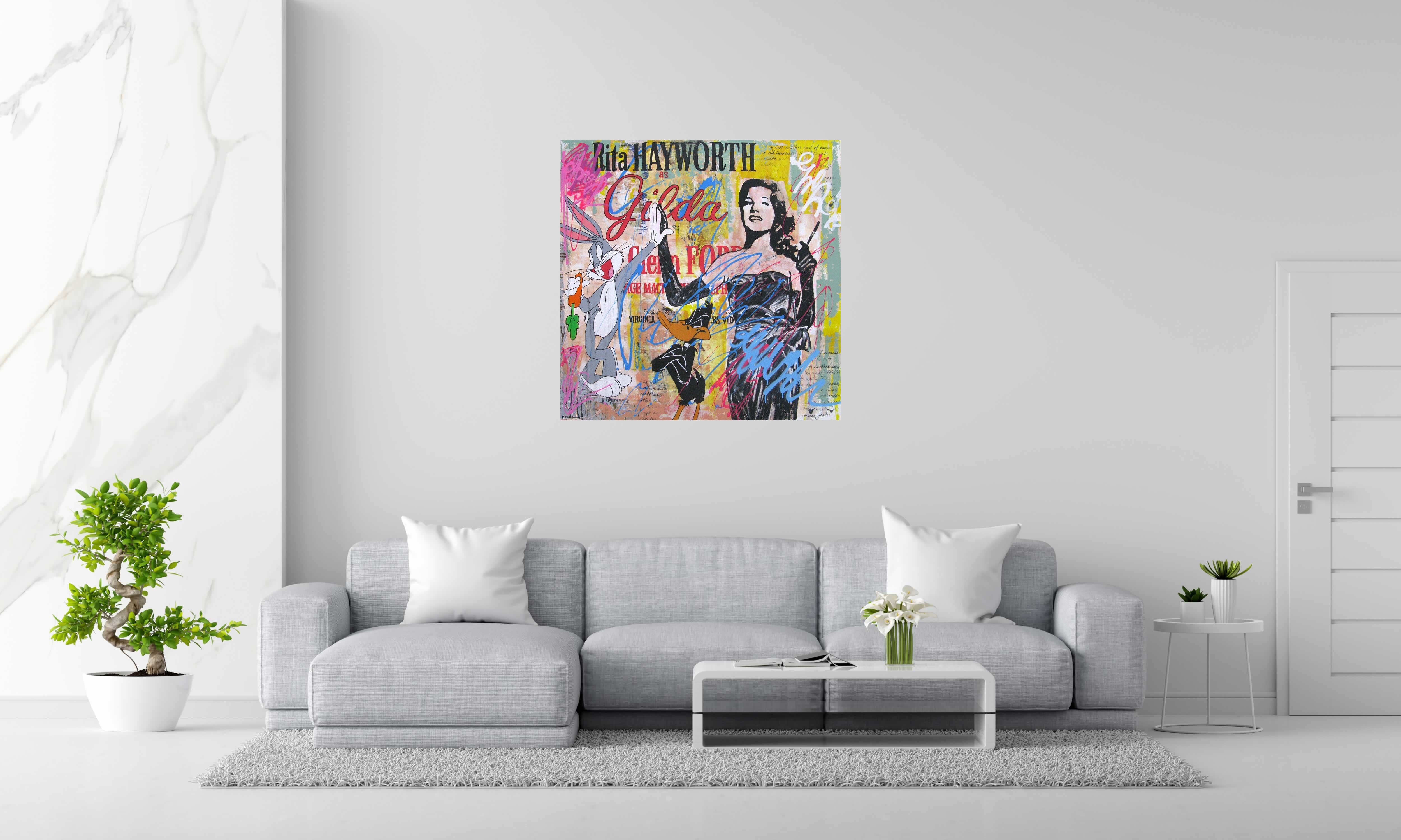Toile GILDA de PATRICIA GADISSEUR dans un intérieur – 100 × 100 cm