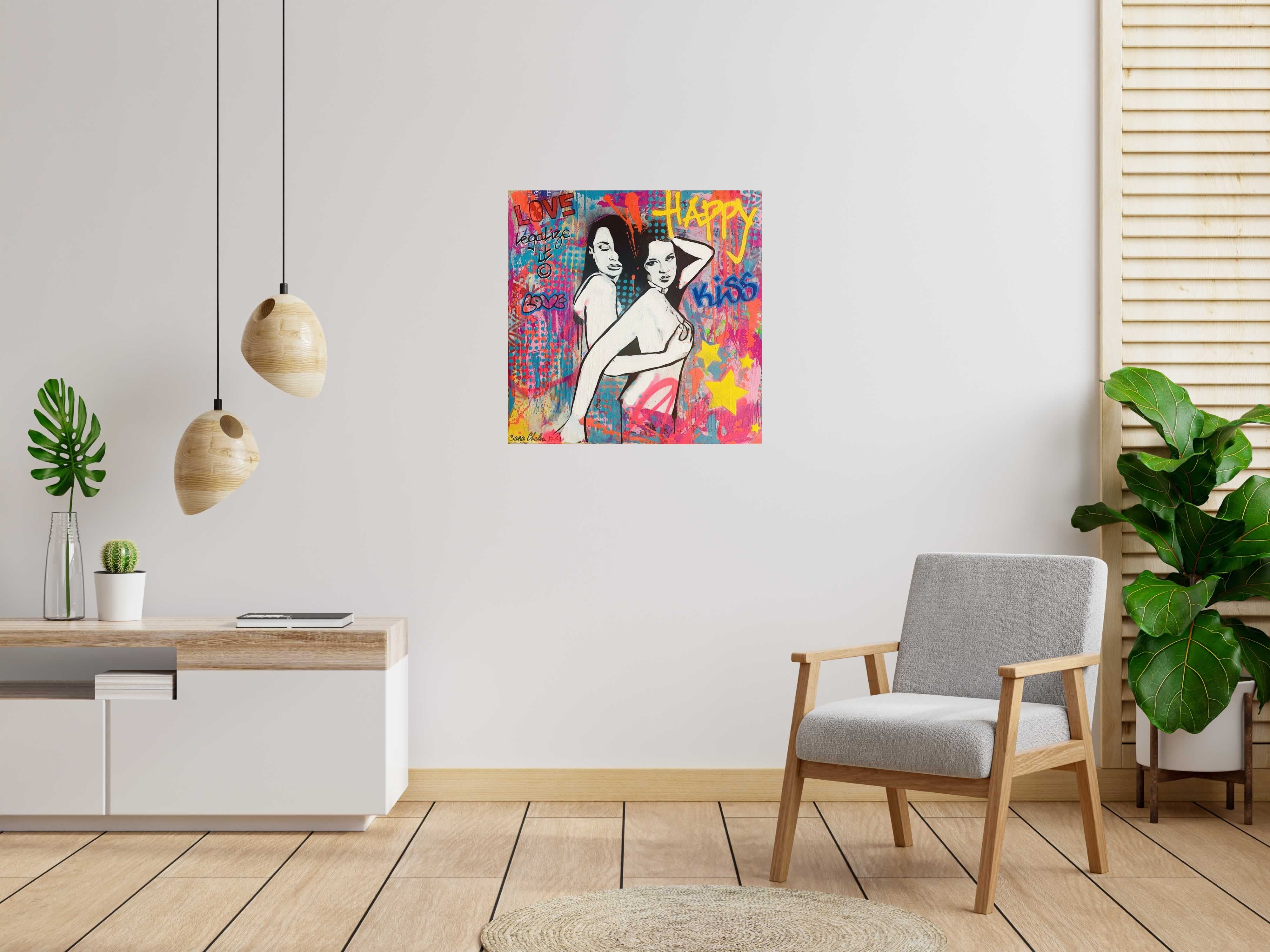 Toile Love legalize it de SARA CHELOU dans un intérieur – 80 × 80 cm