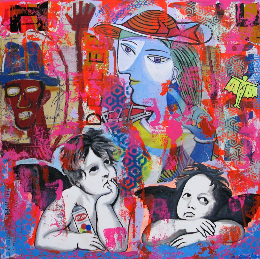 Toile format xxl Story of art – SARA CHELOU – 100 × 100 cm