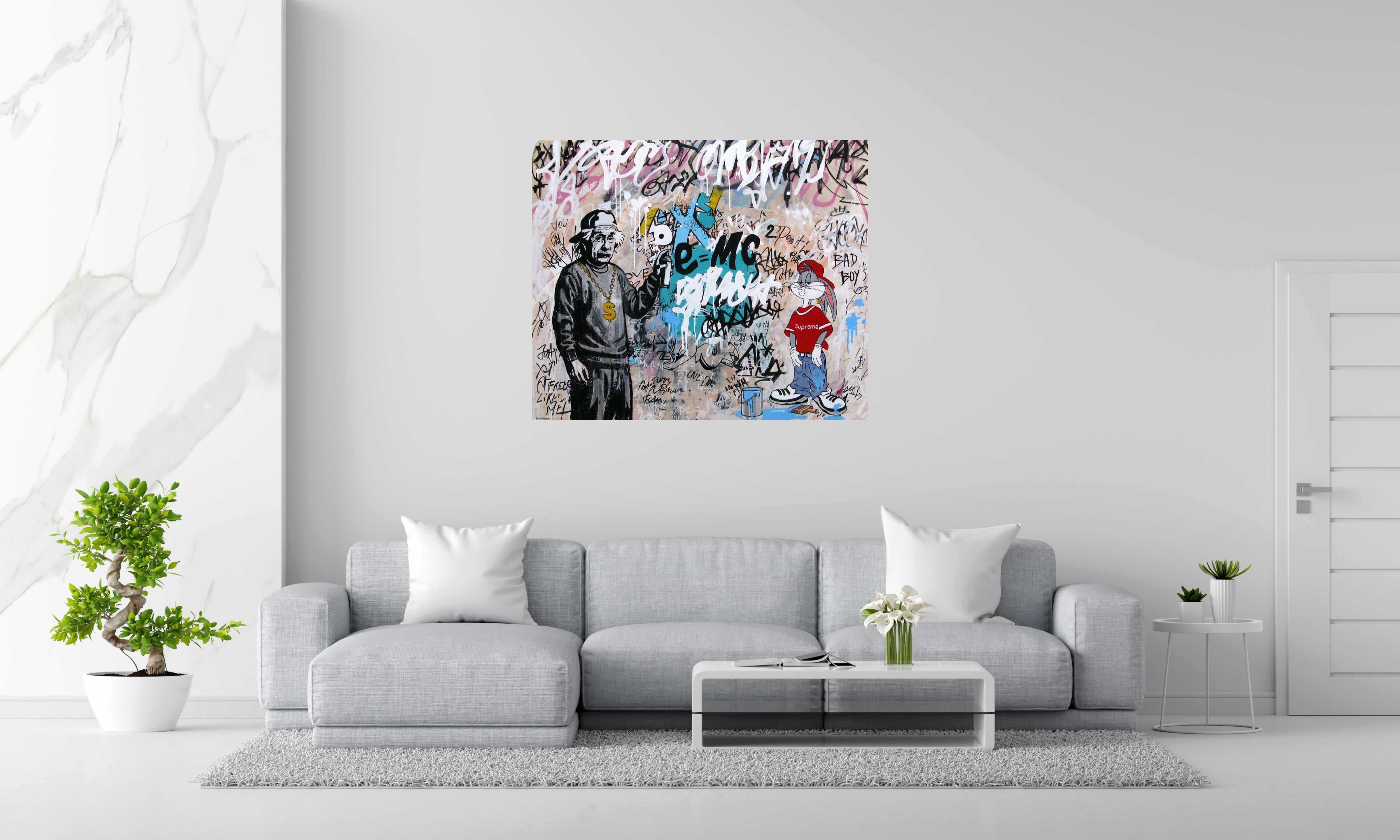 Toile Bad boys de PATRICIA GADISSEUR dans un intérieur – 120 × 100 cm