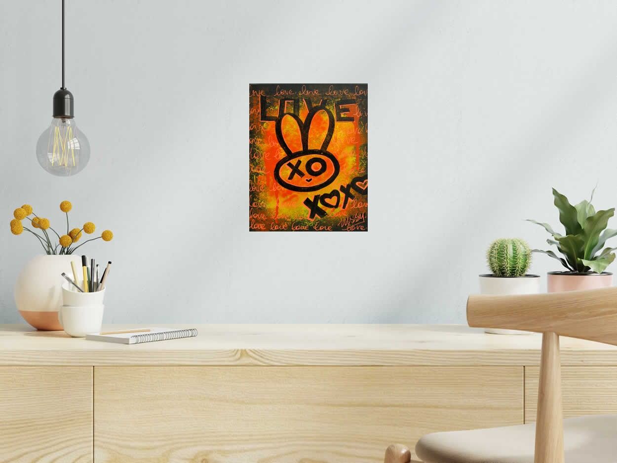 Toile lapin orange de LUSSY dans un intérieur – 24 × 3 cm
