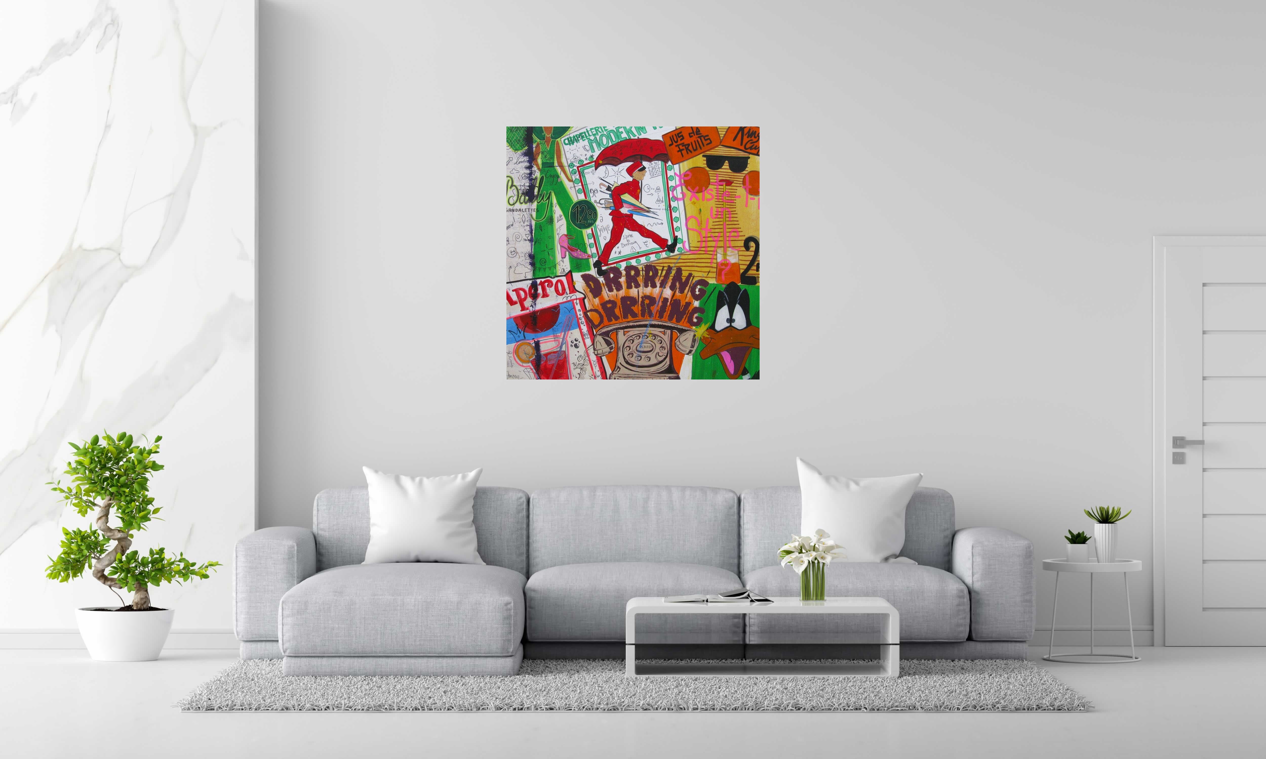 Toile DRRRING de CACOU dans un intérieur – 100 × 100 cm