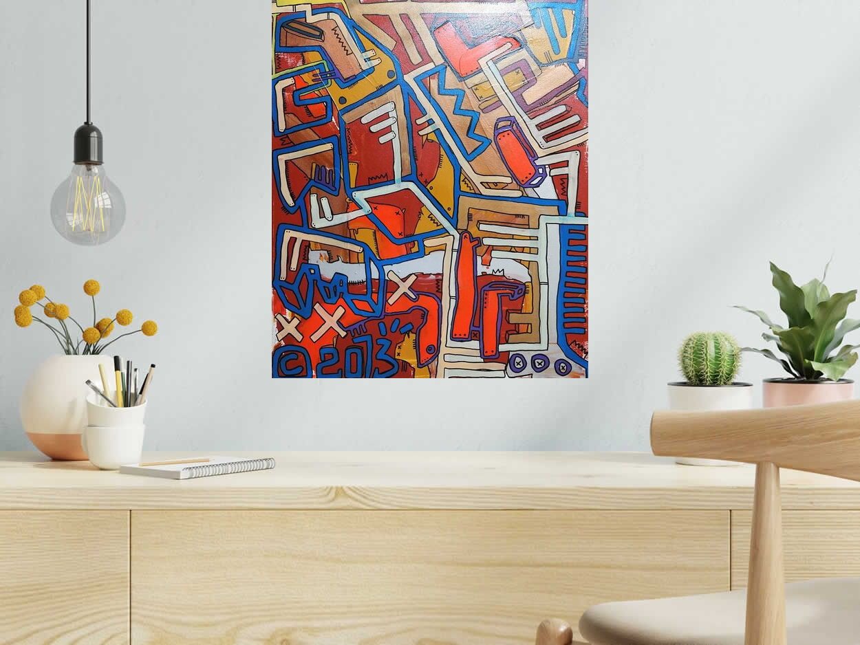 Toile CUBE de TAREK dans un intérieur – 46 × 55 cm