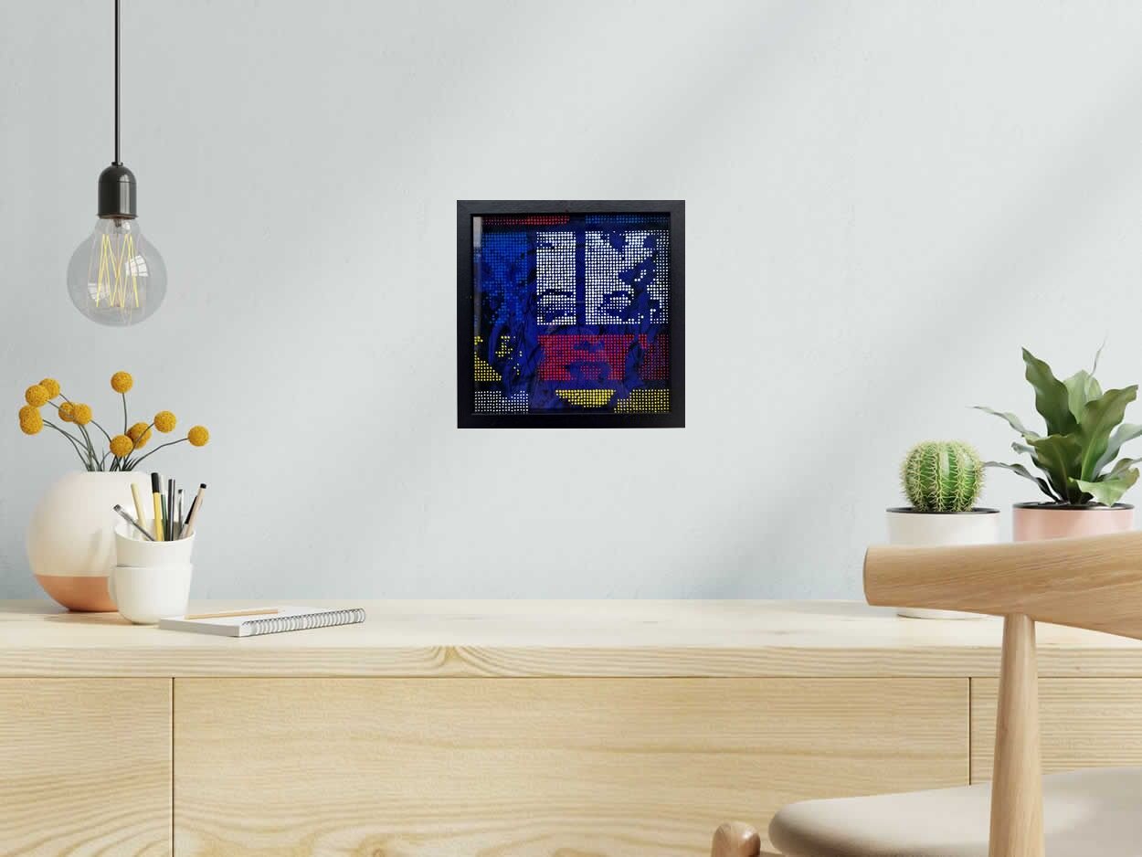 Toile MARYLIN MONDRIAN 3D de WAWAPOD dans un intérieur – 25 × 25 cm